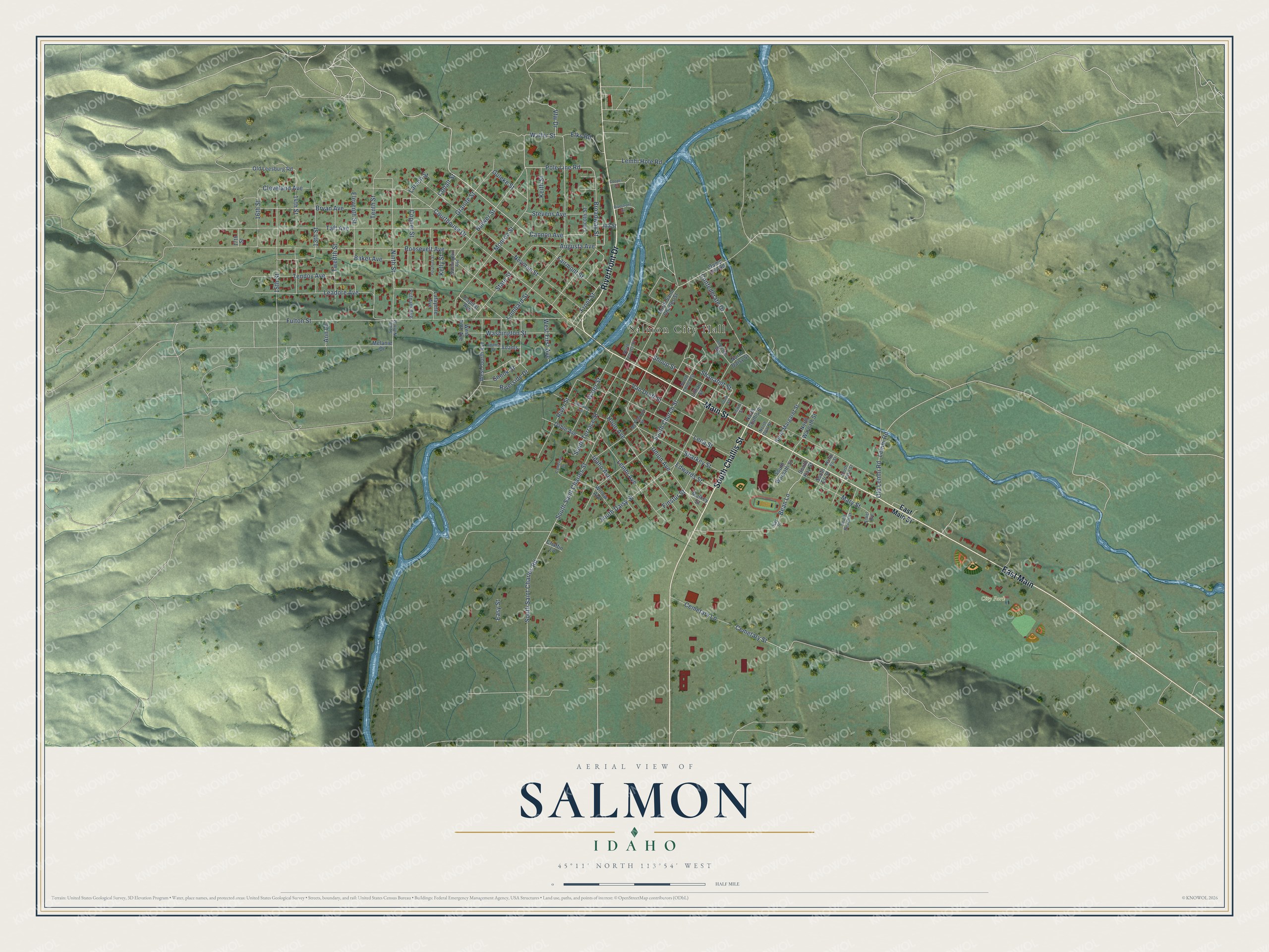Watermarked full-map preview of Salmon, Idaho
