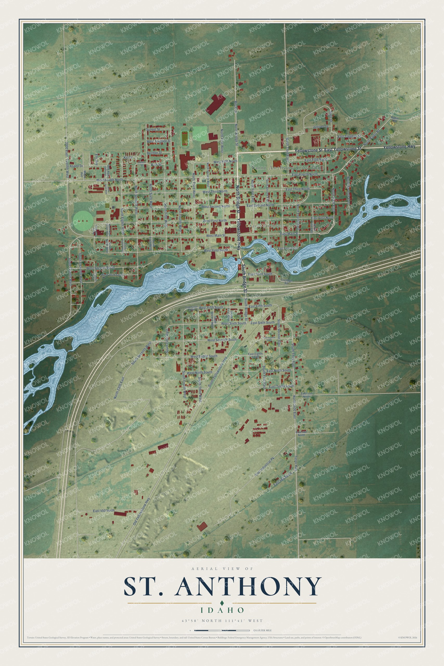 Watermarked full-map preview of St. Anthony, Idaho