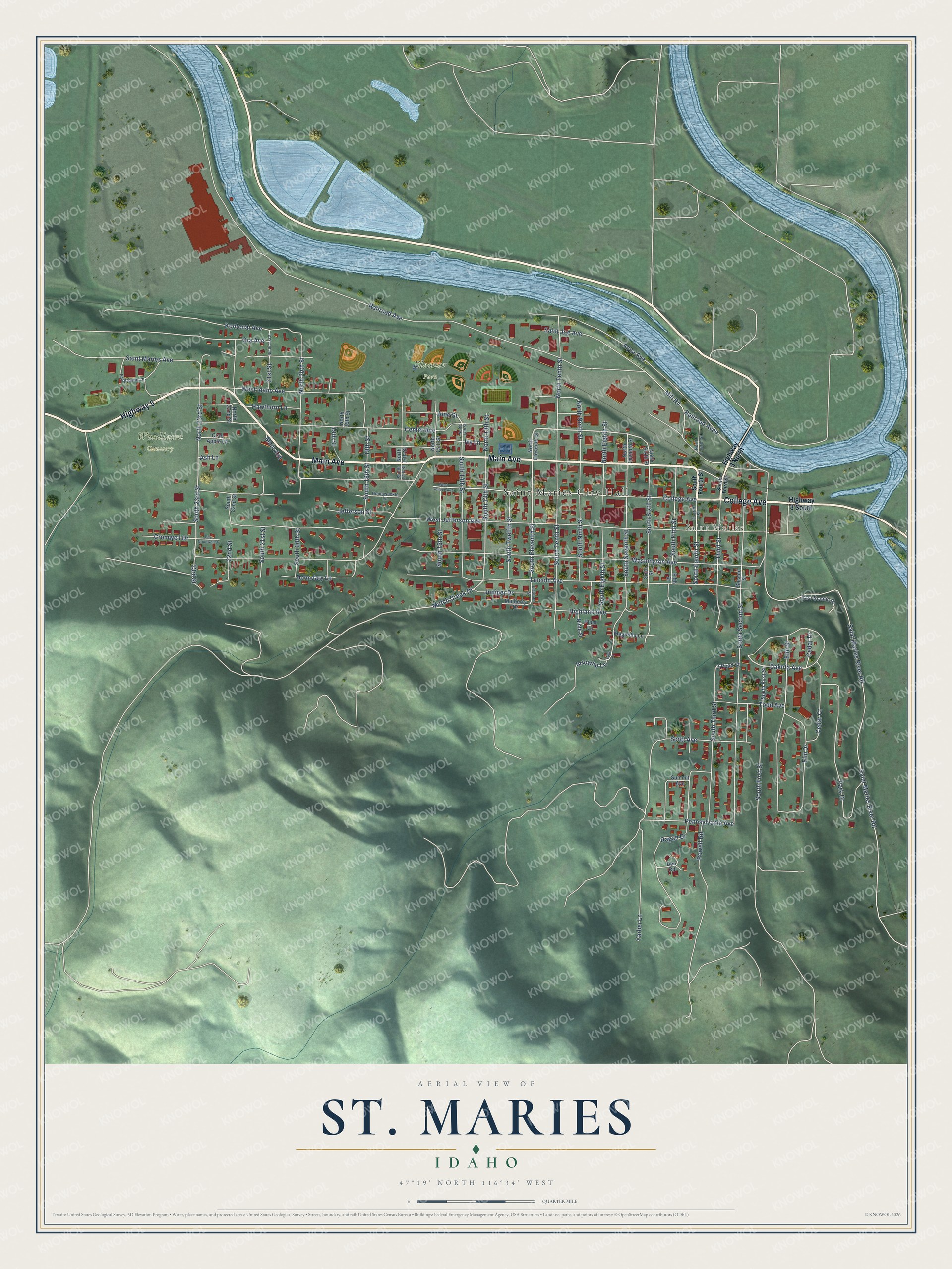 Watermarked full-map preview of St. Maries, Idaho