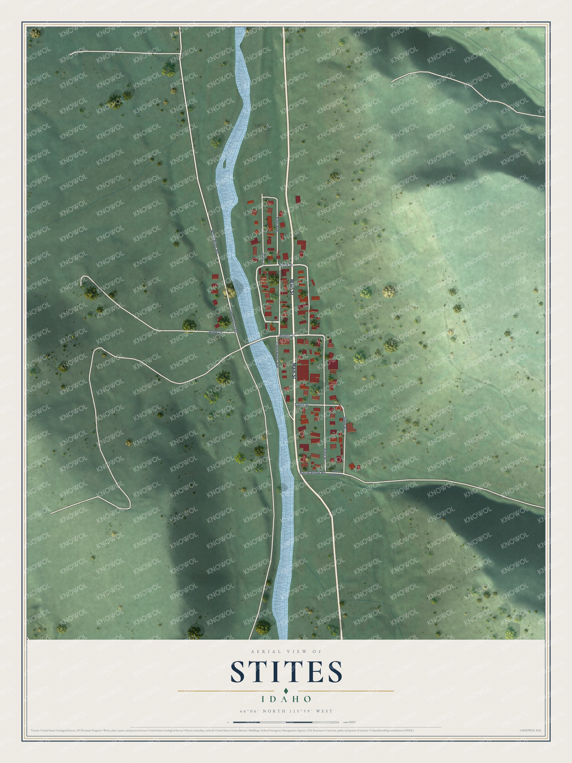 Watermarked full-map preview of Stites, Idaho