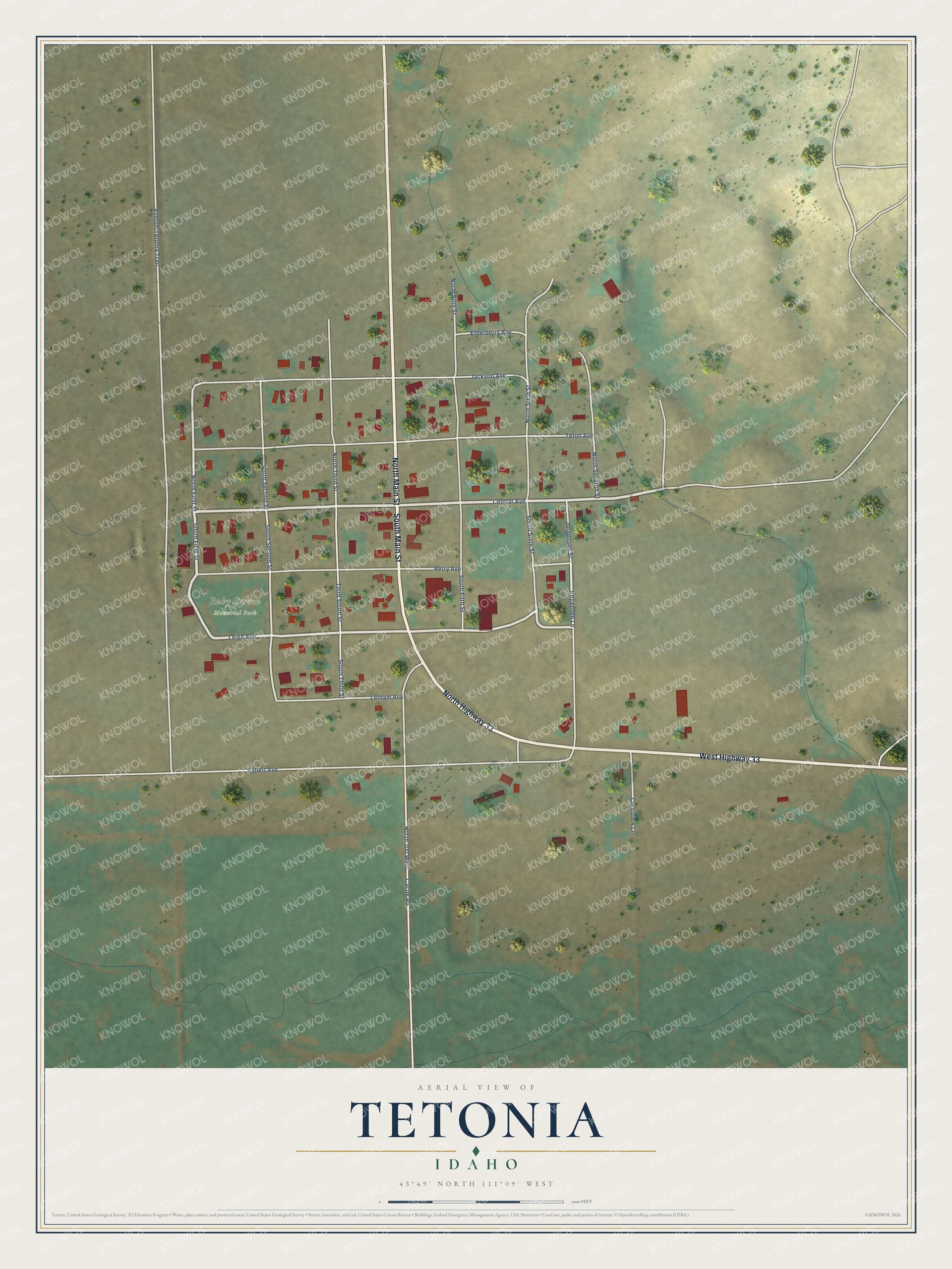 Watermarked full-map preview of Tetonia, Idaho