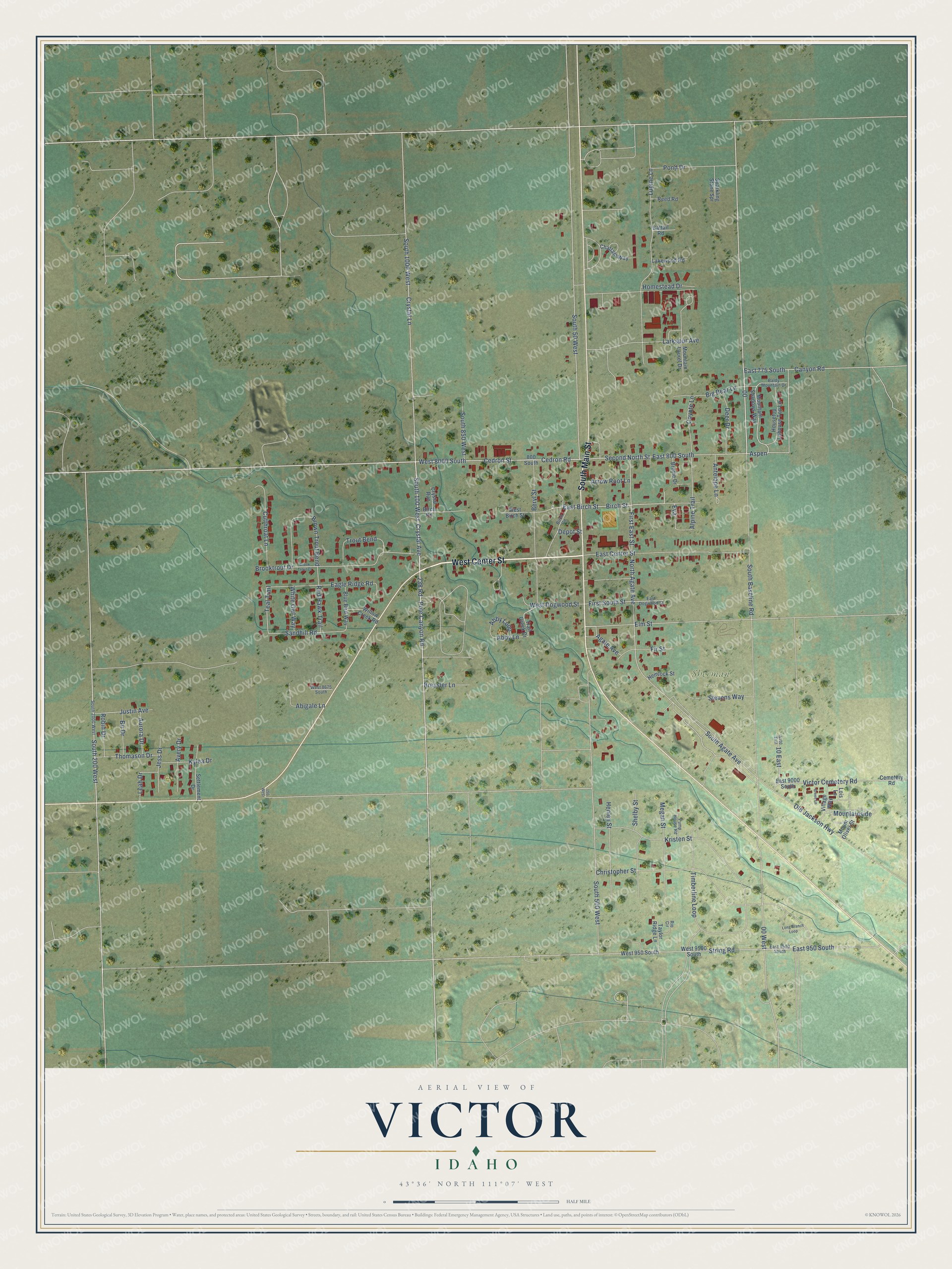 Watermarked full-map preview of Victor, Idaho