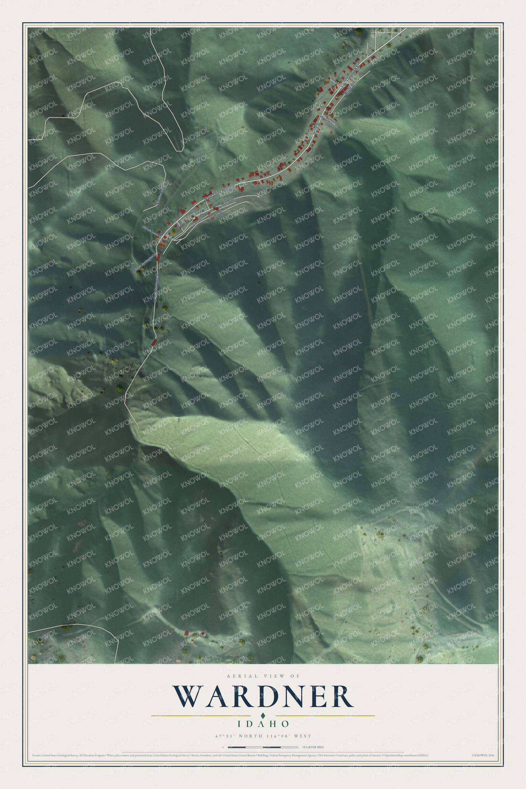 Watermarked full-map preview of Wardner, Idaho