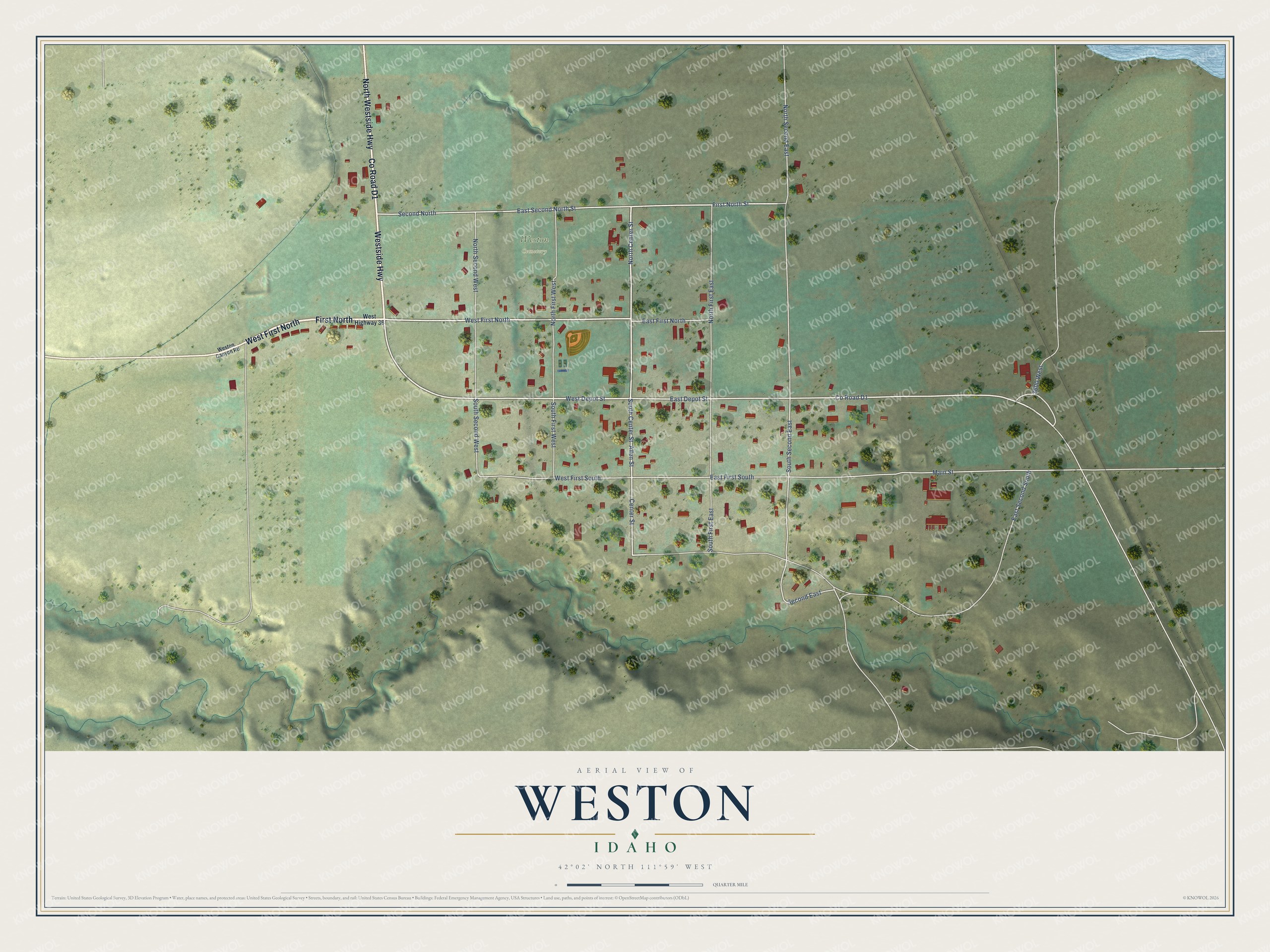 Watermarked full-map preview of Weston, Idaho