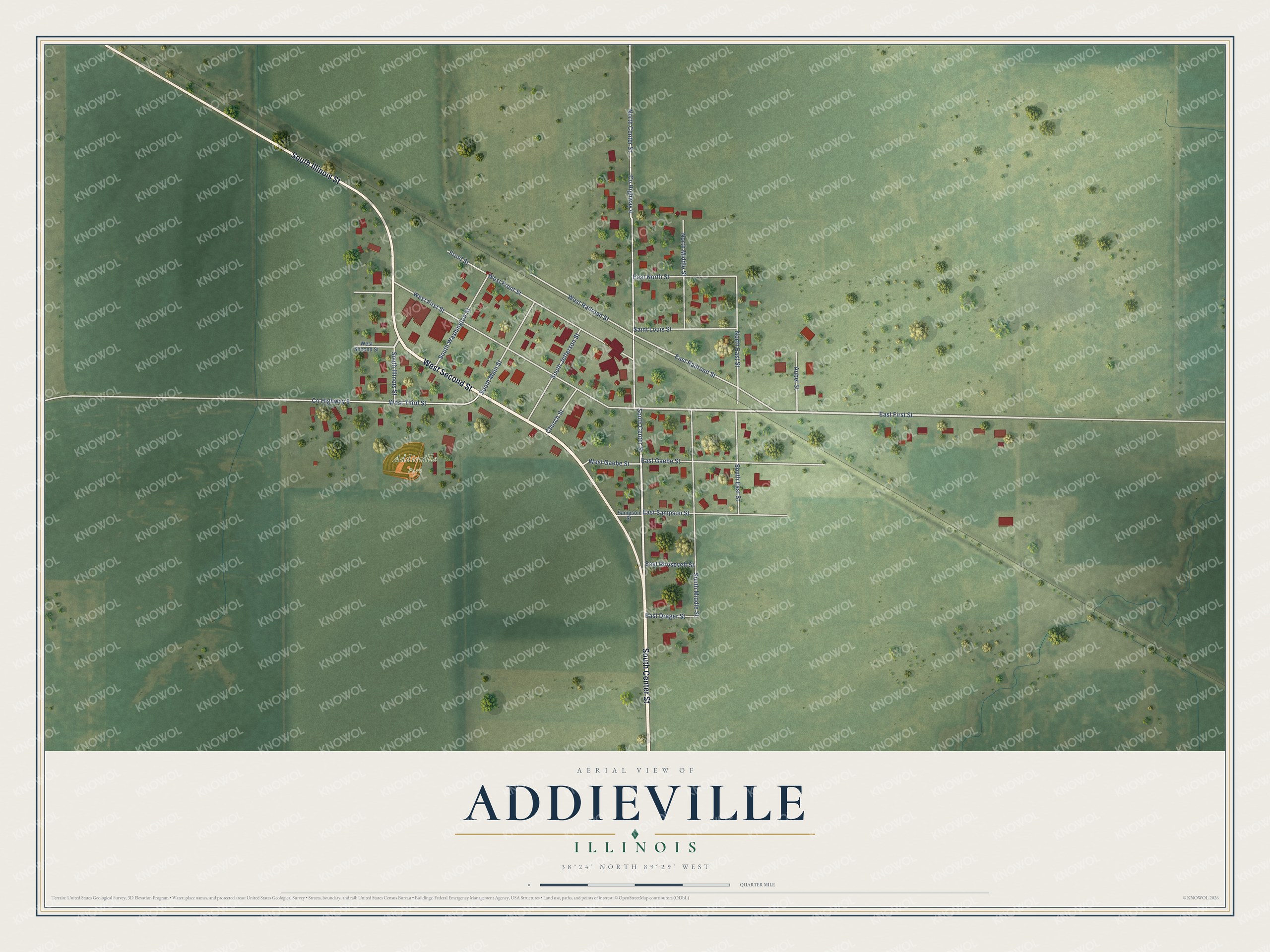 Watermarked full-map preview of Addieville, Illinois