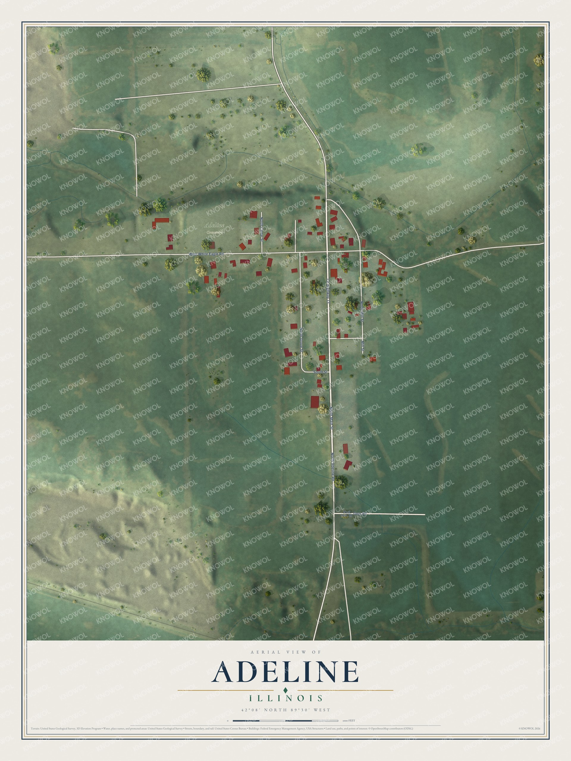 Watermarked full-map preview of Adeline, Illinois