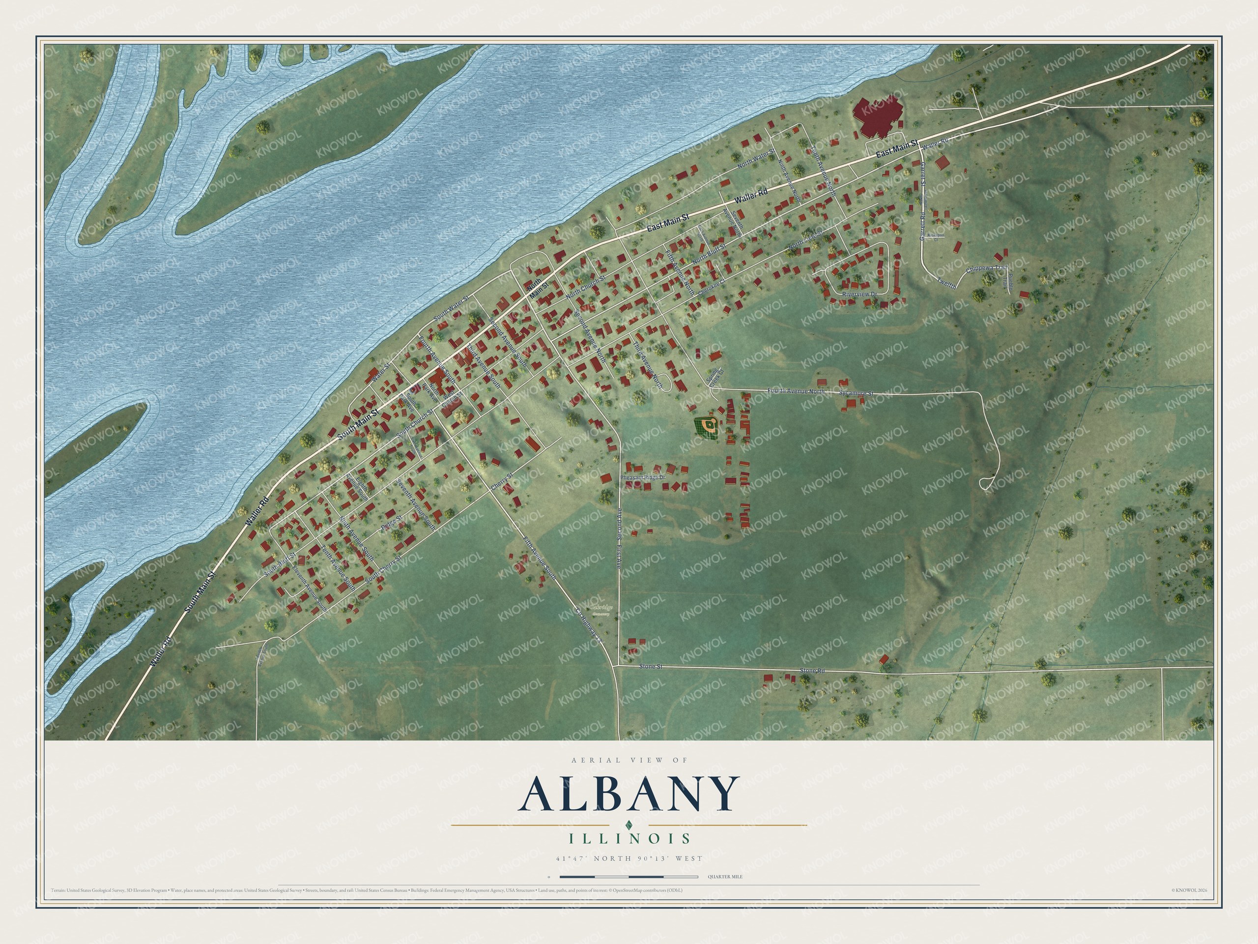 Watermarked full-map preview of Albany, Illinois