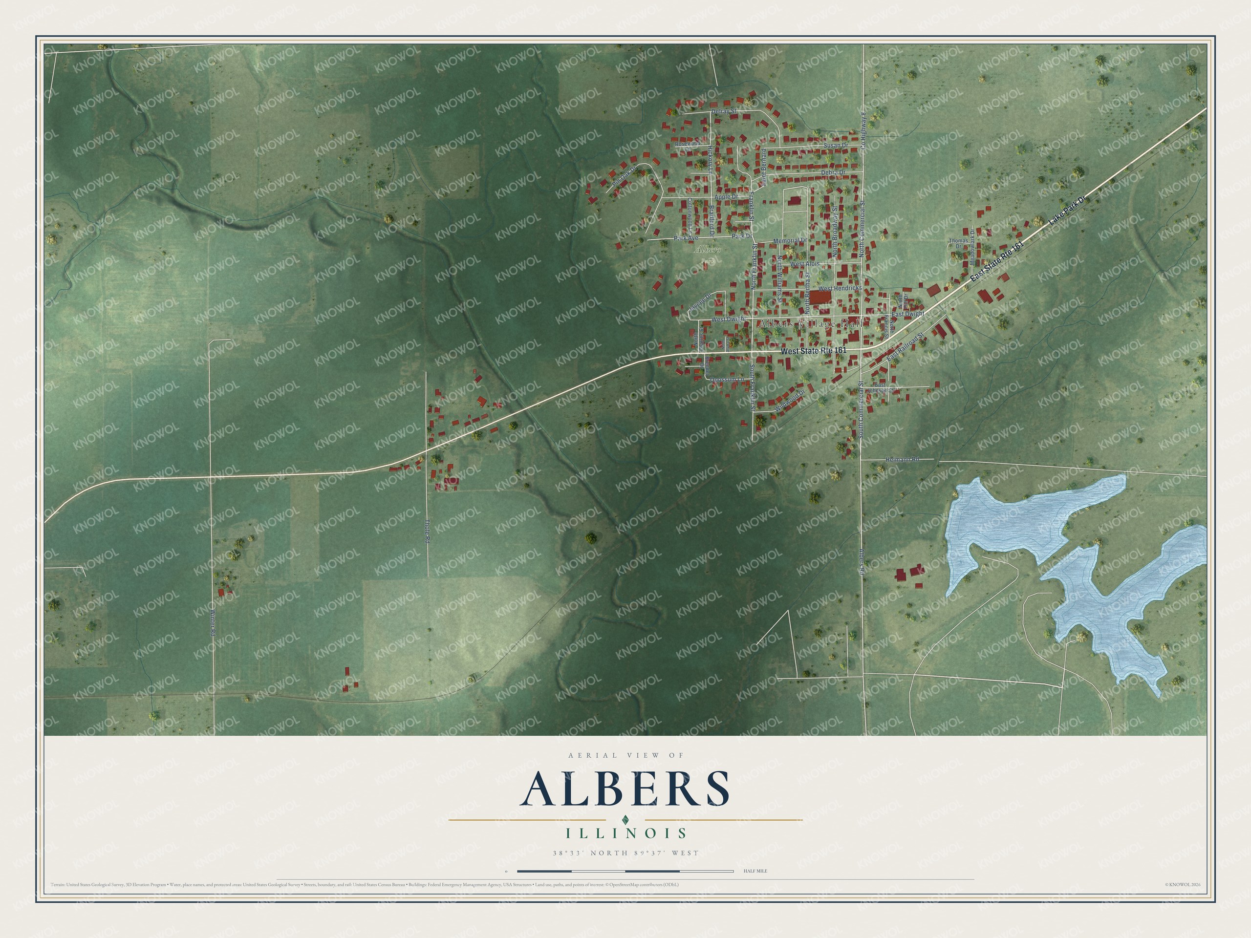 Watermarked full-map preview of Albers, Illinois