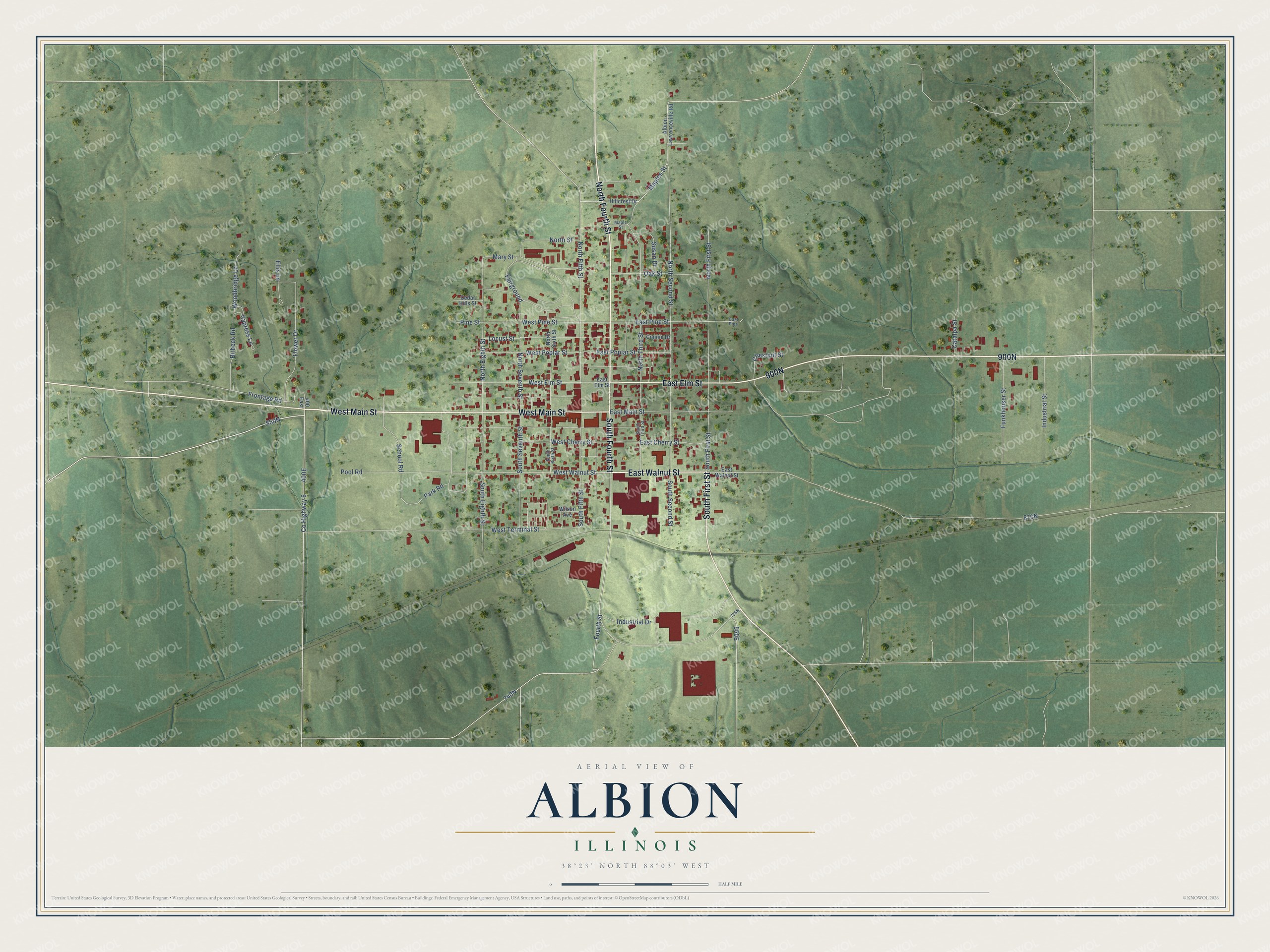 Watermarked full-map preview of Albion, Illinois