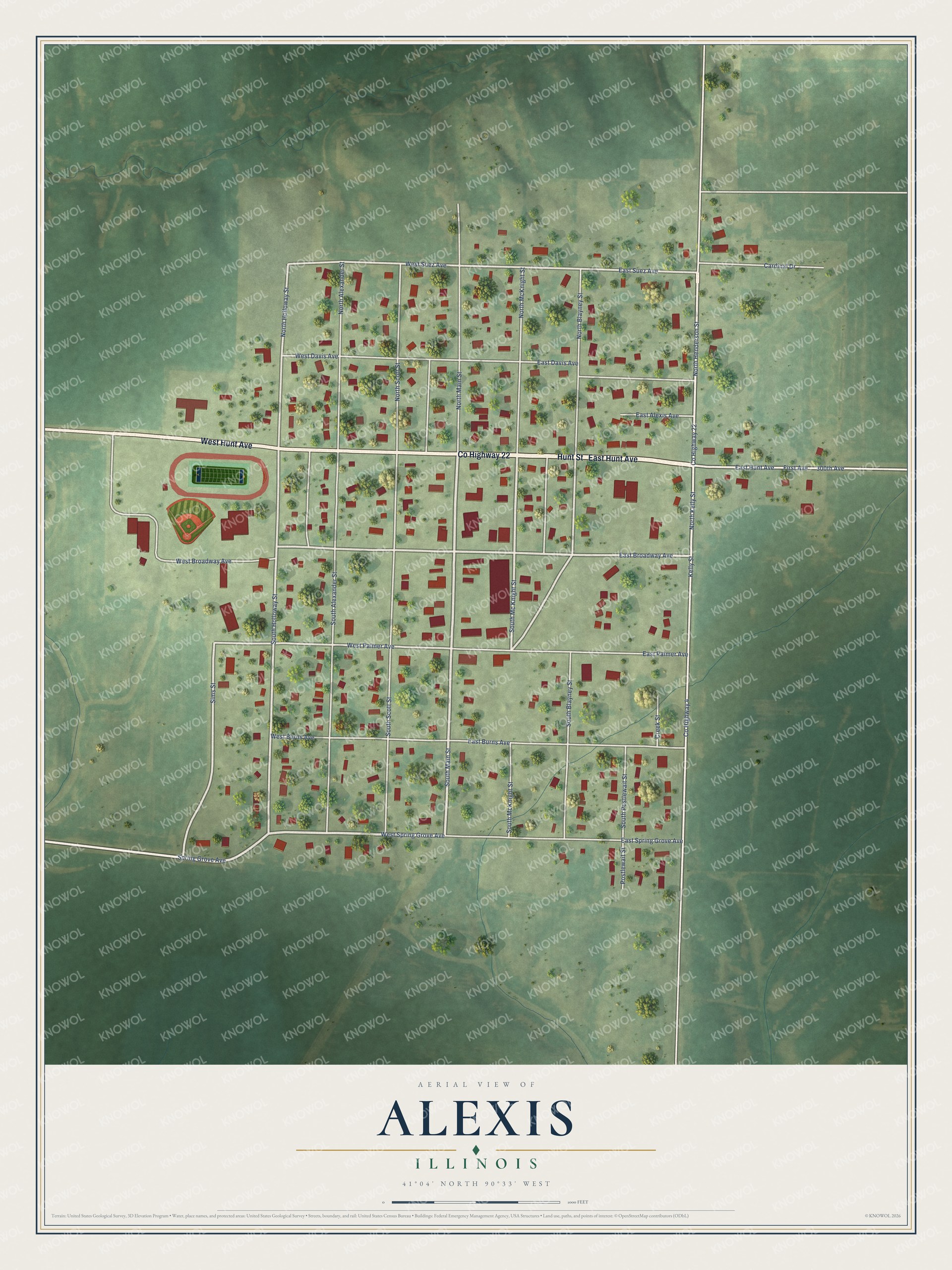 Watermarked full-map preview of Alexis, Illinois