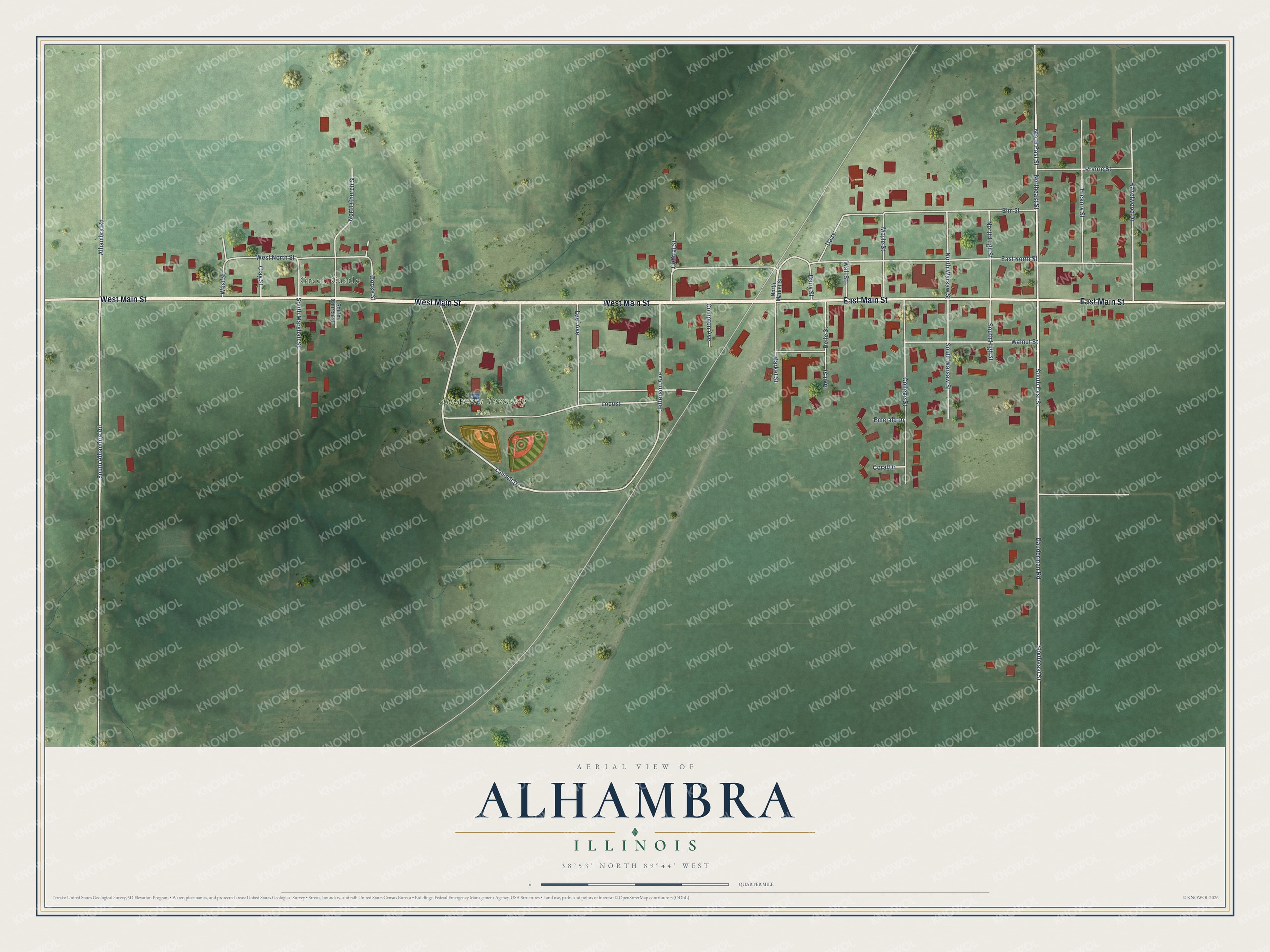 Watermarked full-map preview of Alhambra, Illinois