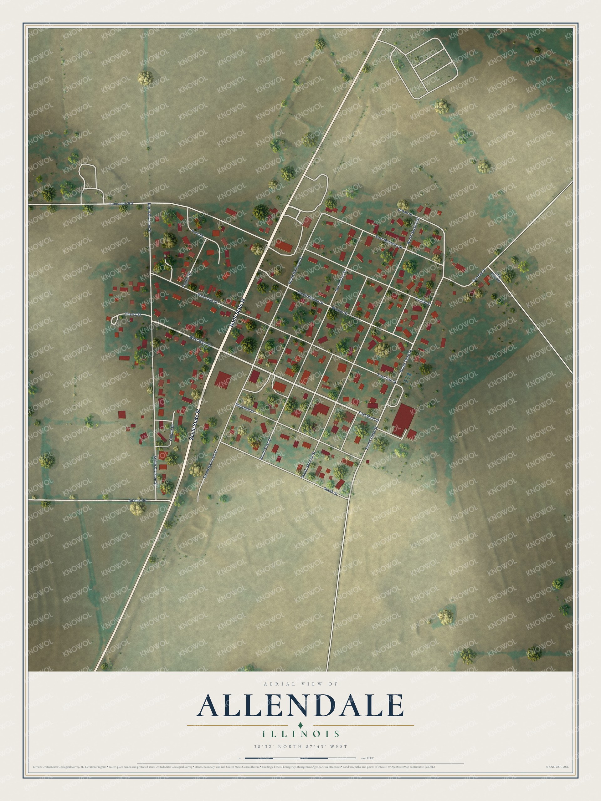 Watermarked full-map preview of Allendale, Illinois