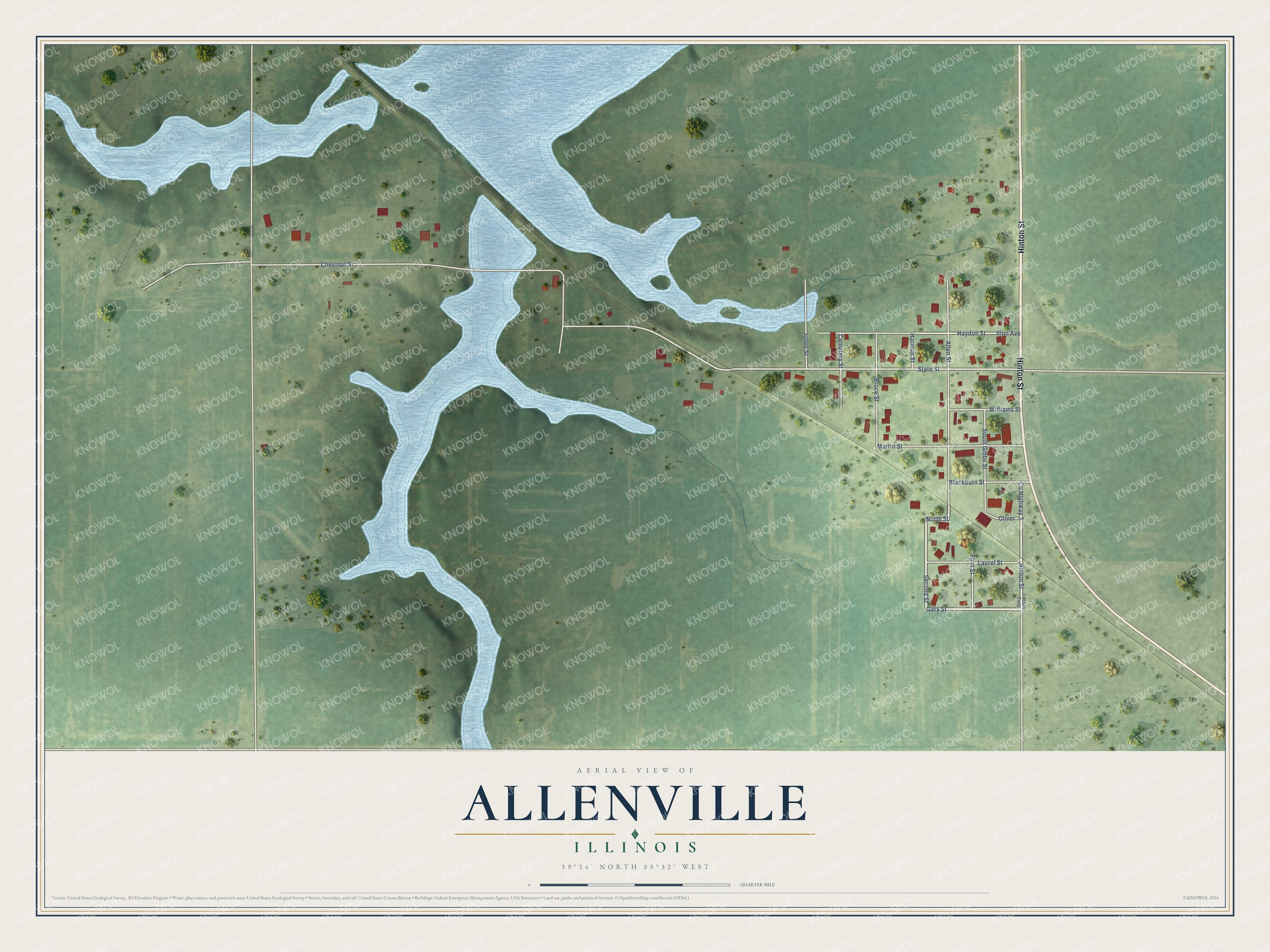 Watermarked full-map preview of Allenville, Illinois
