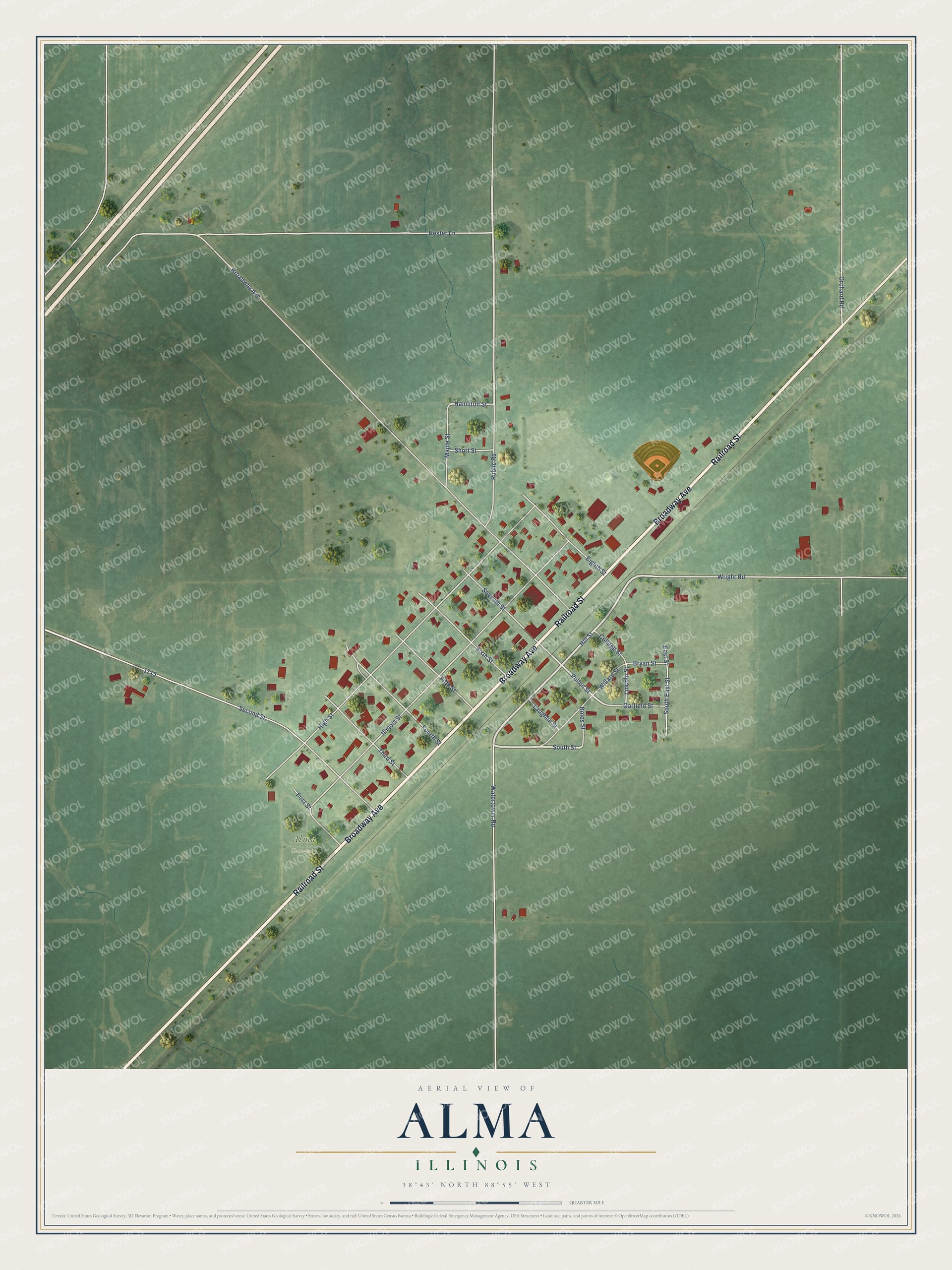 Watermarked full-map preview of Alma, Illinois