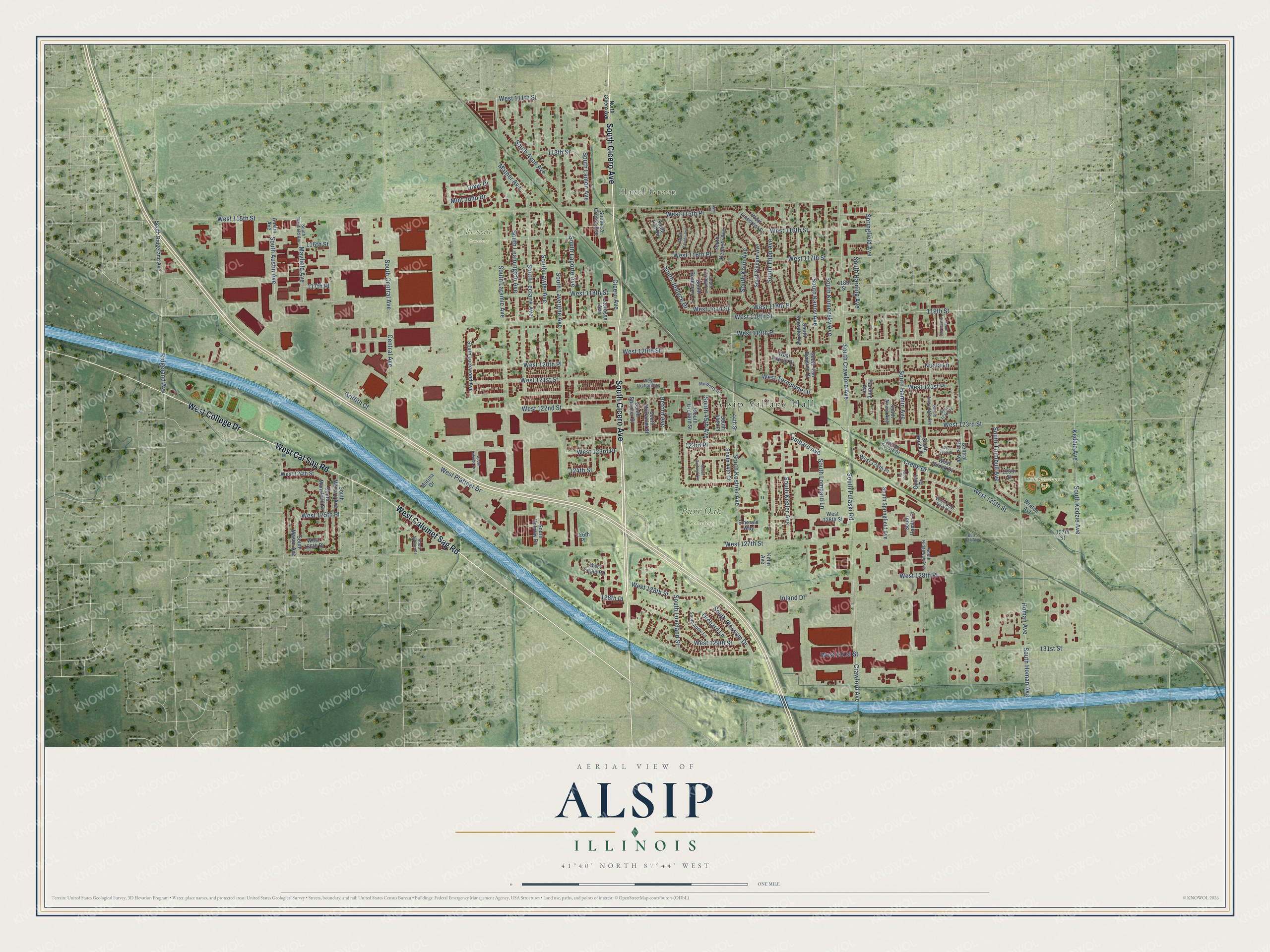 Watermarked full-map preview of Alsip, Illinois