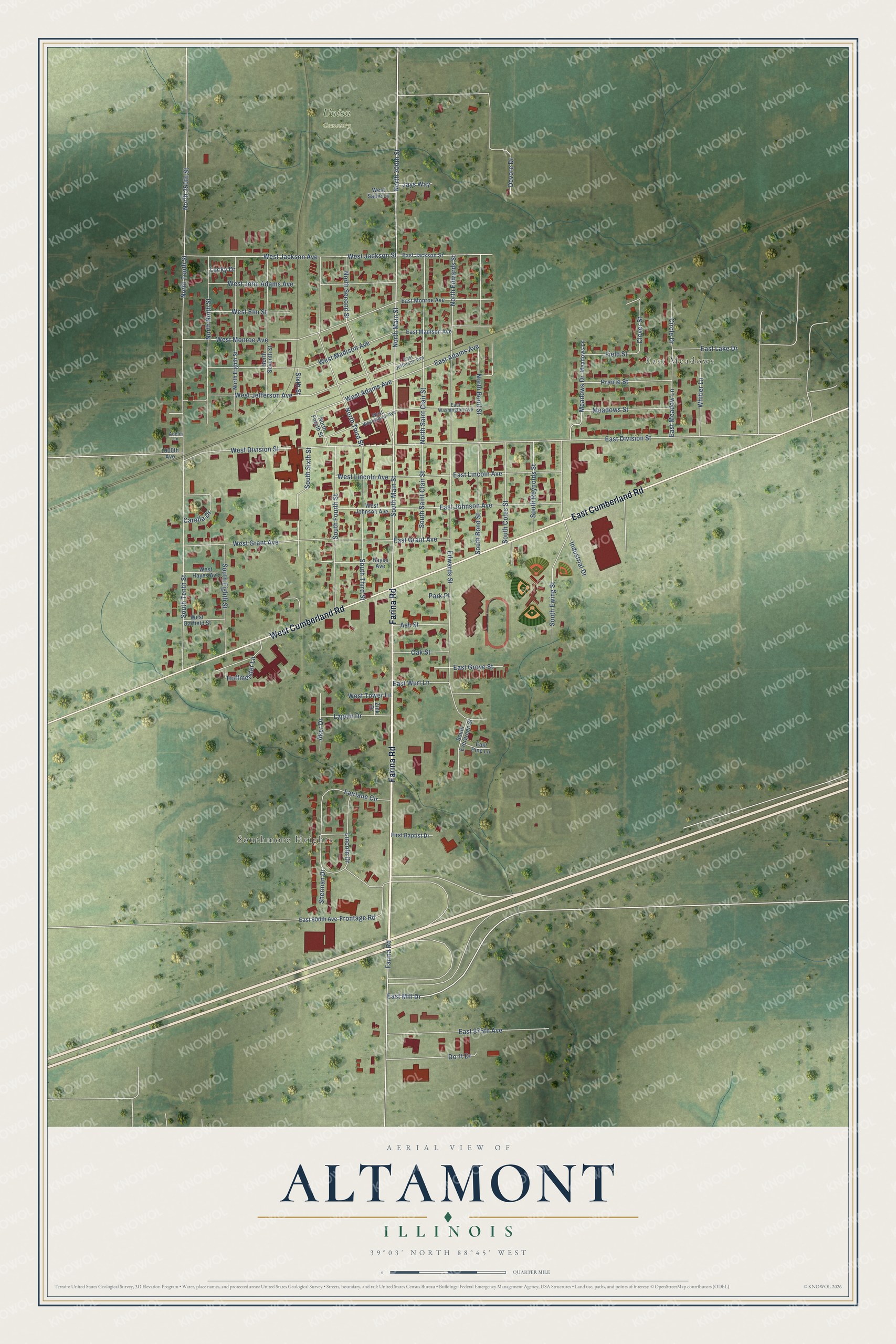 Watermarked full-map preview of Altamont, Illinois
