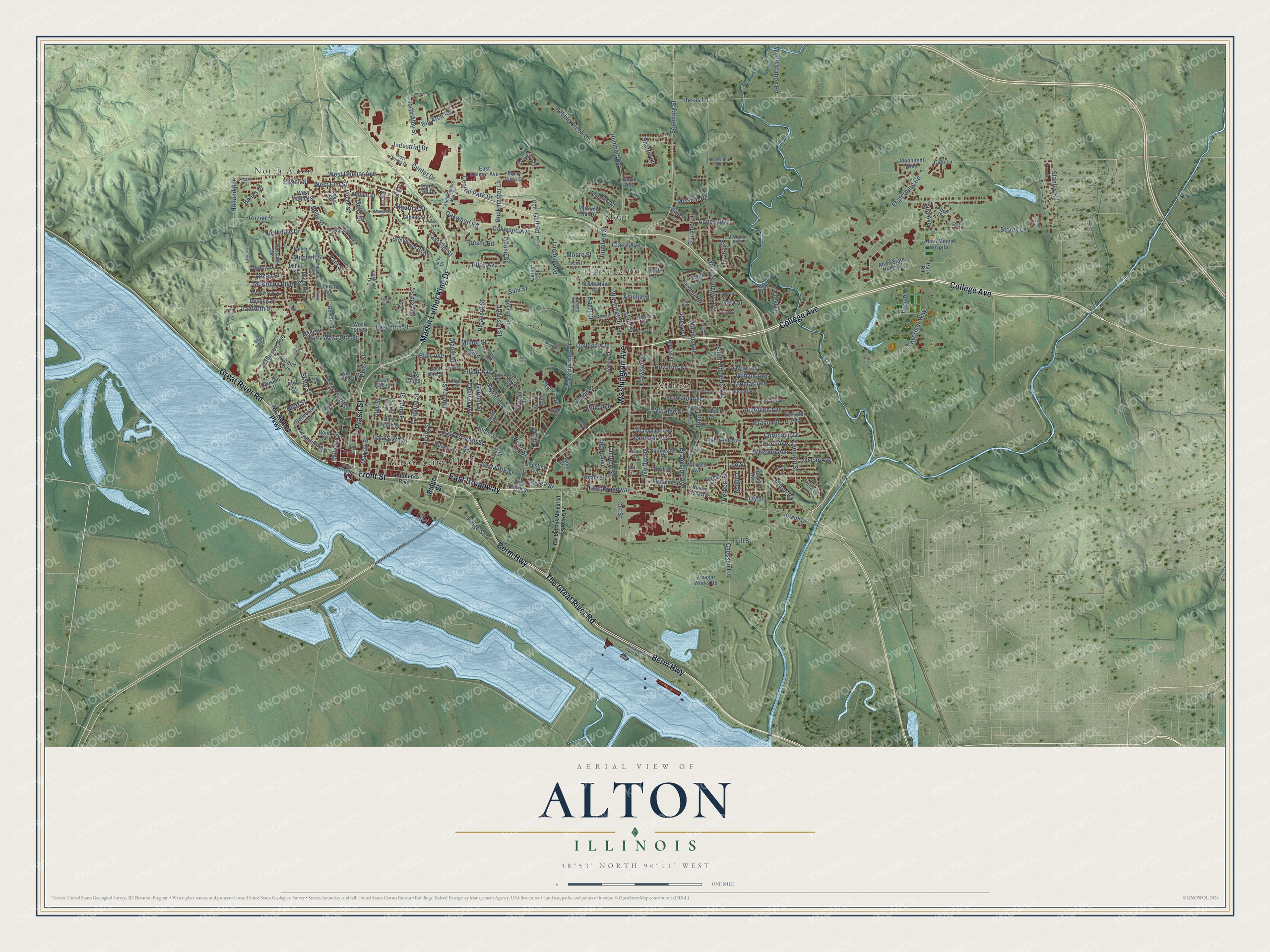Watermarked full-map preview of Alton, Illinois
