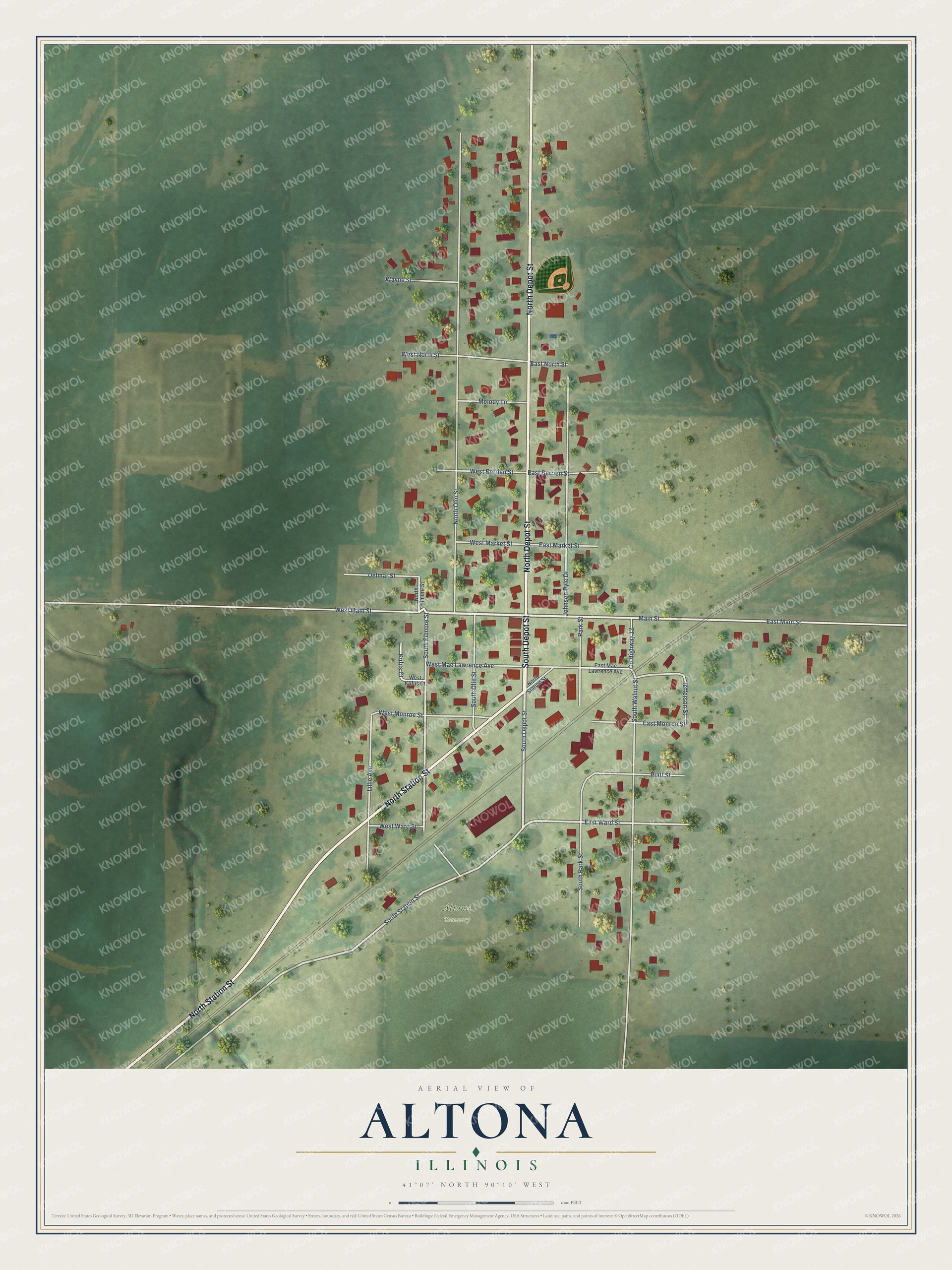 Watermarked full-map preview of Altona, Illinois