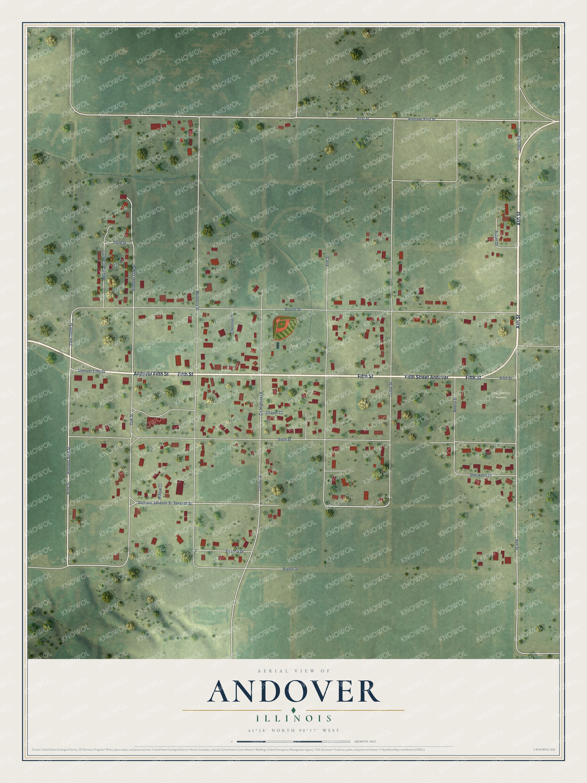 Watermarked full-map preview of Andover, Illinois