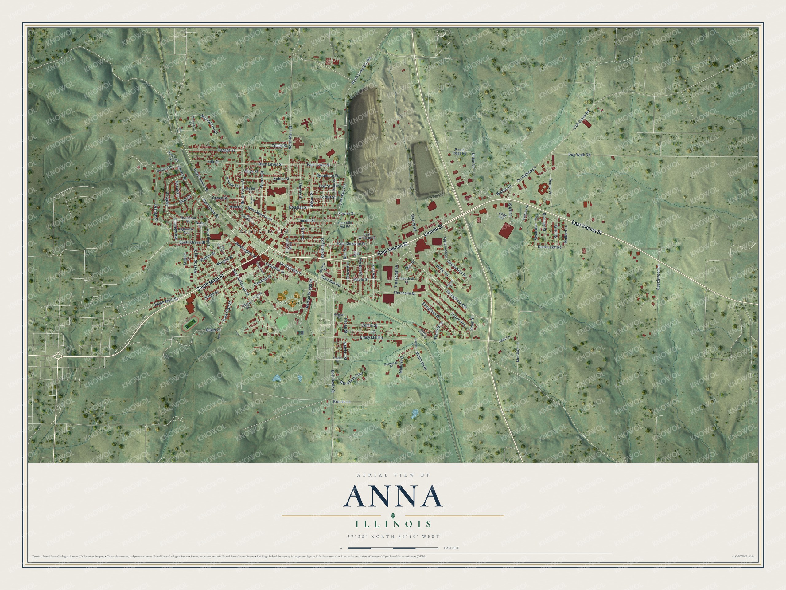 Watermarked full-map preview of Anna, Illinois