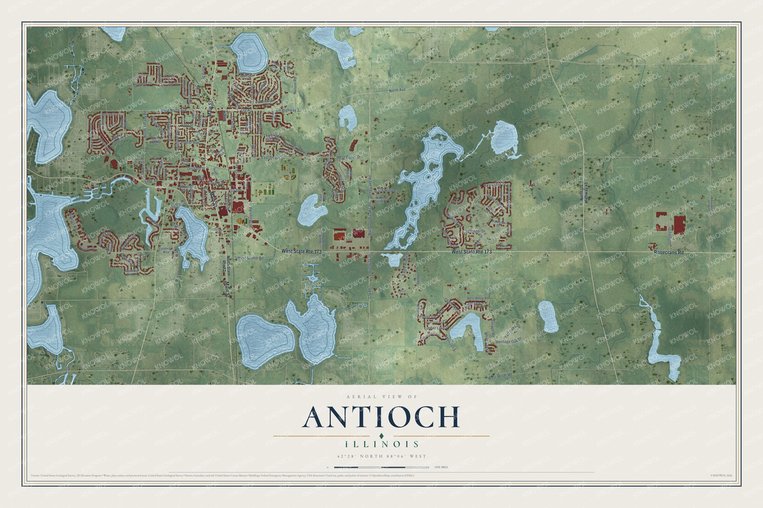 Watermarked full-map preview of Antioch, Illinois