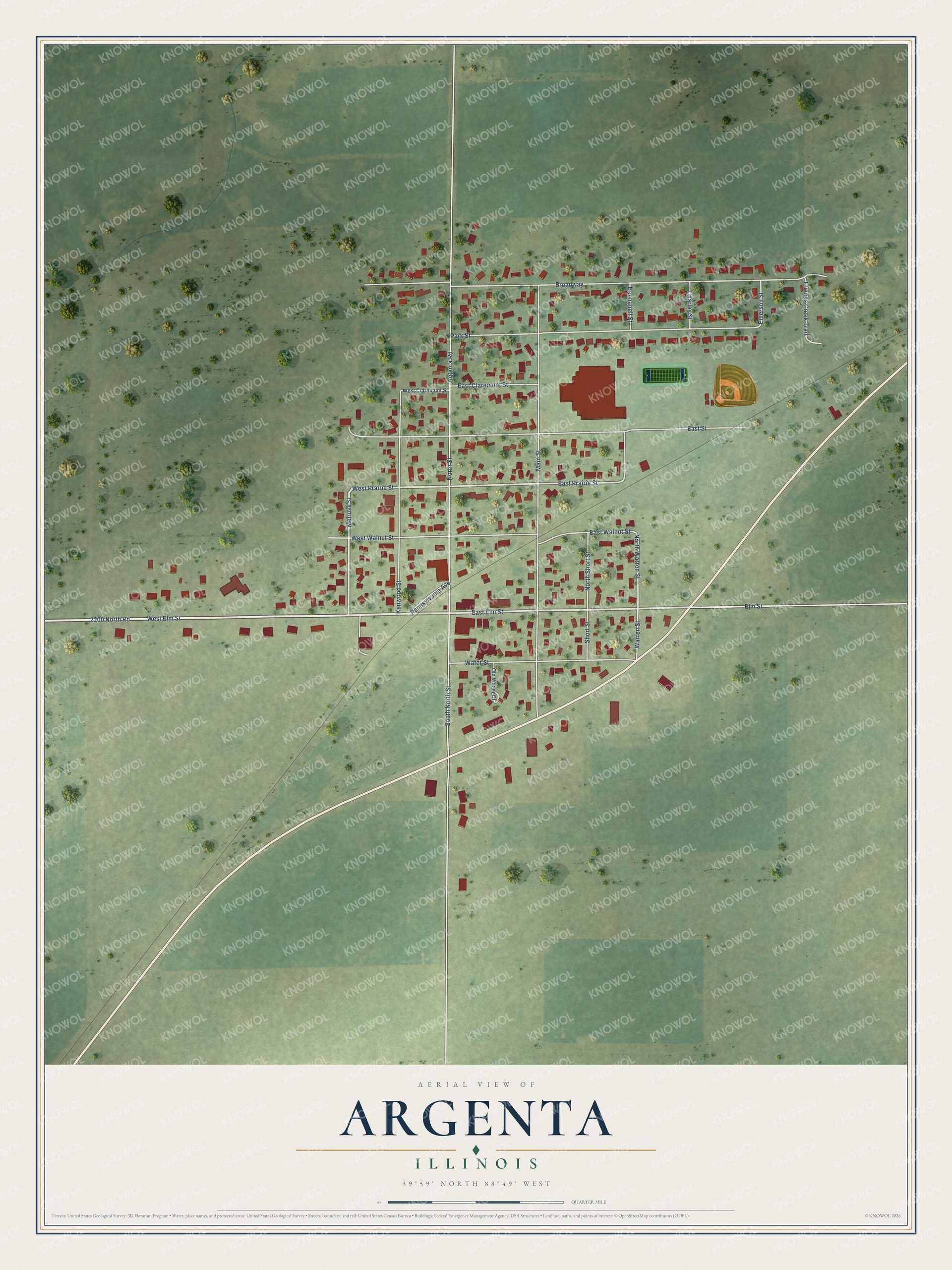 Watermarked full-map preview of Argenta, Illinois