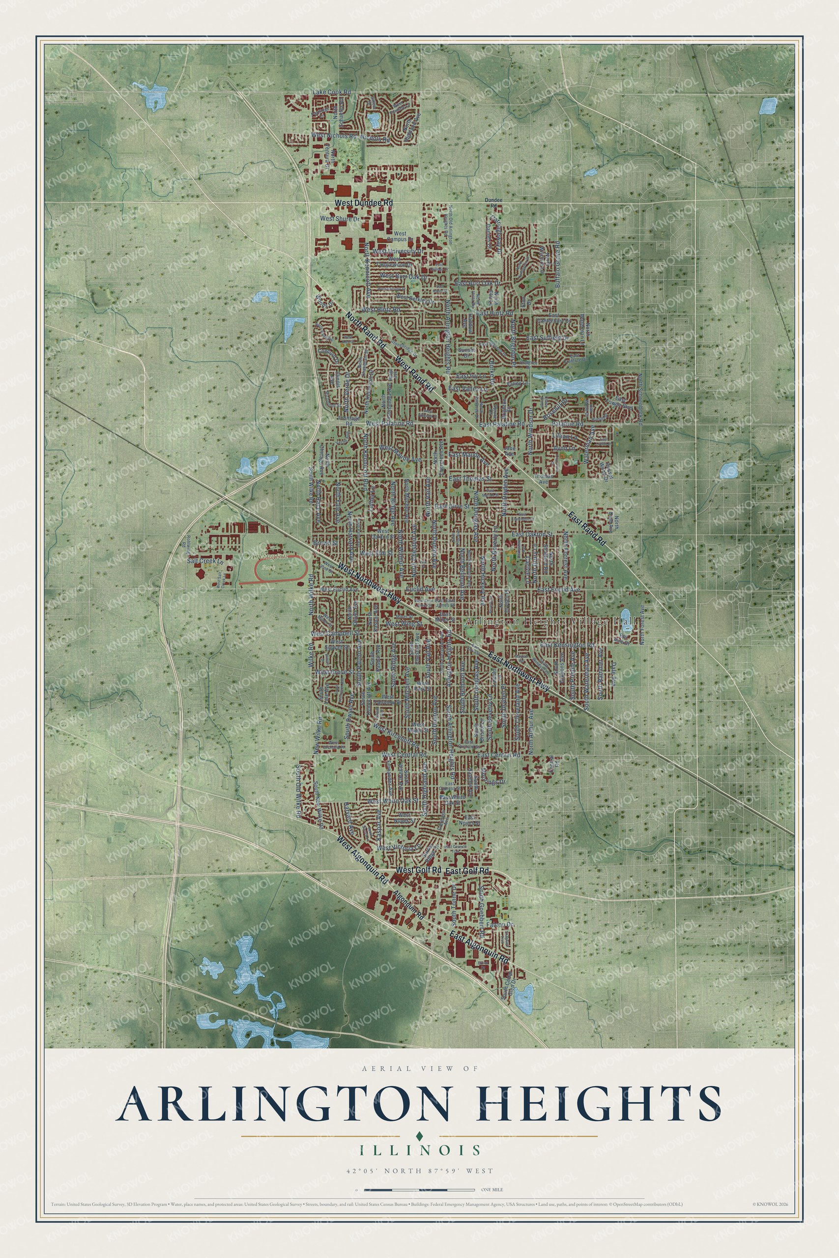 Watermarked full-map preview of Arlington Heights, Illinois