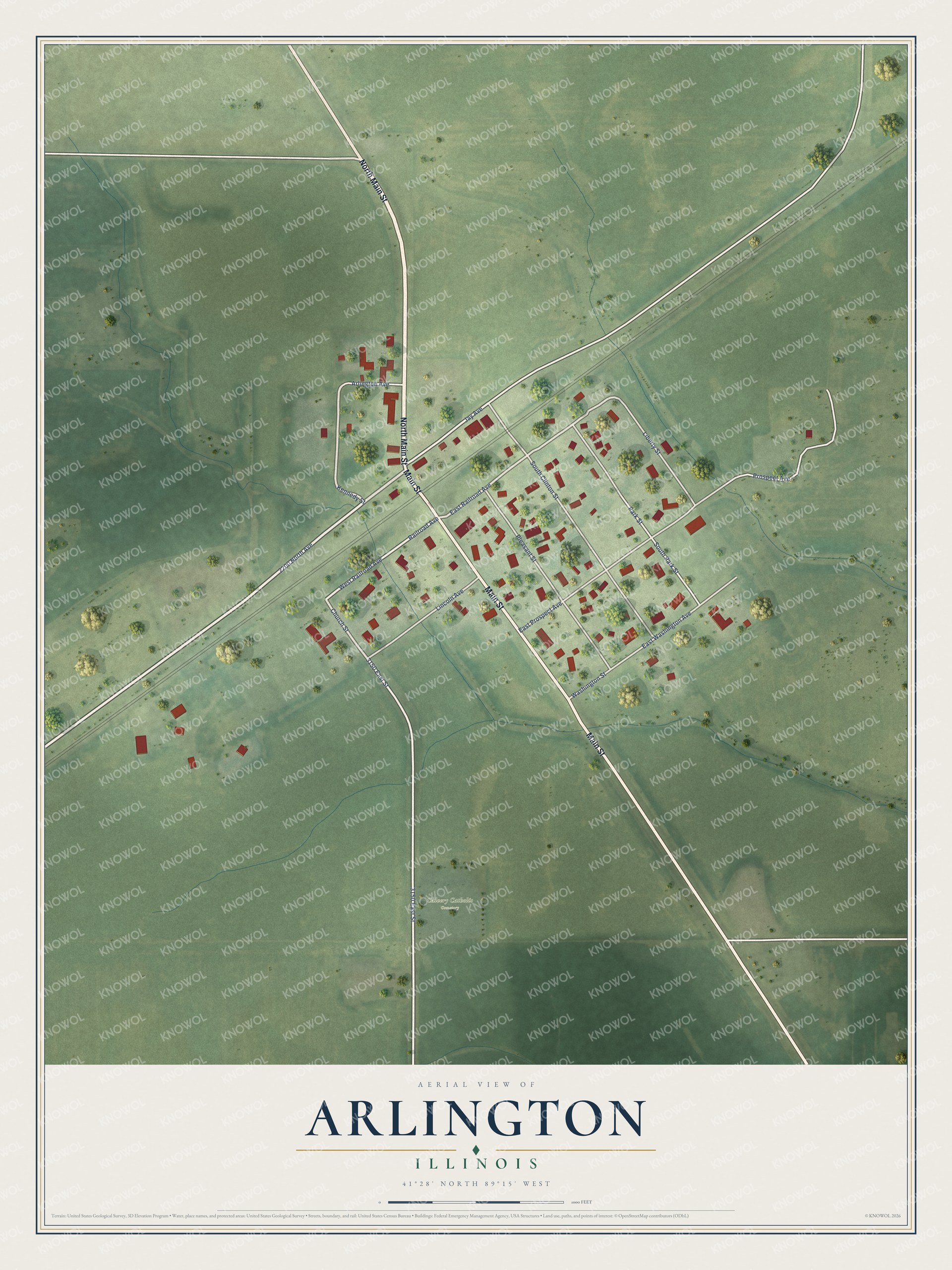 Watermarked full-map preview of Arlington, Illinois
