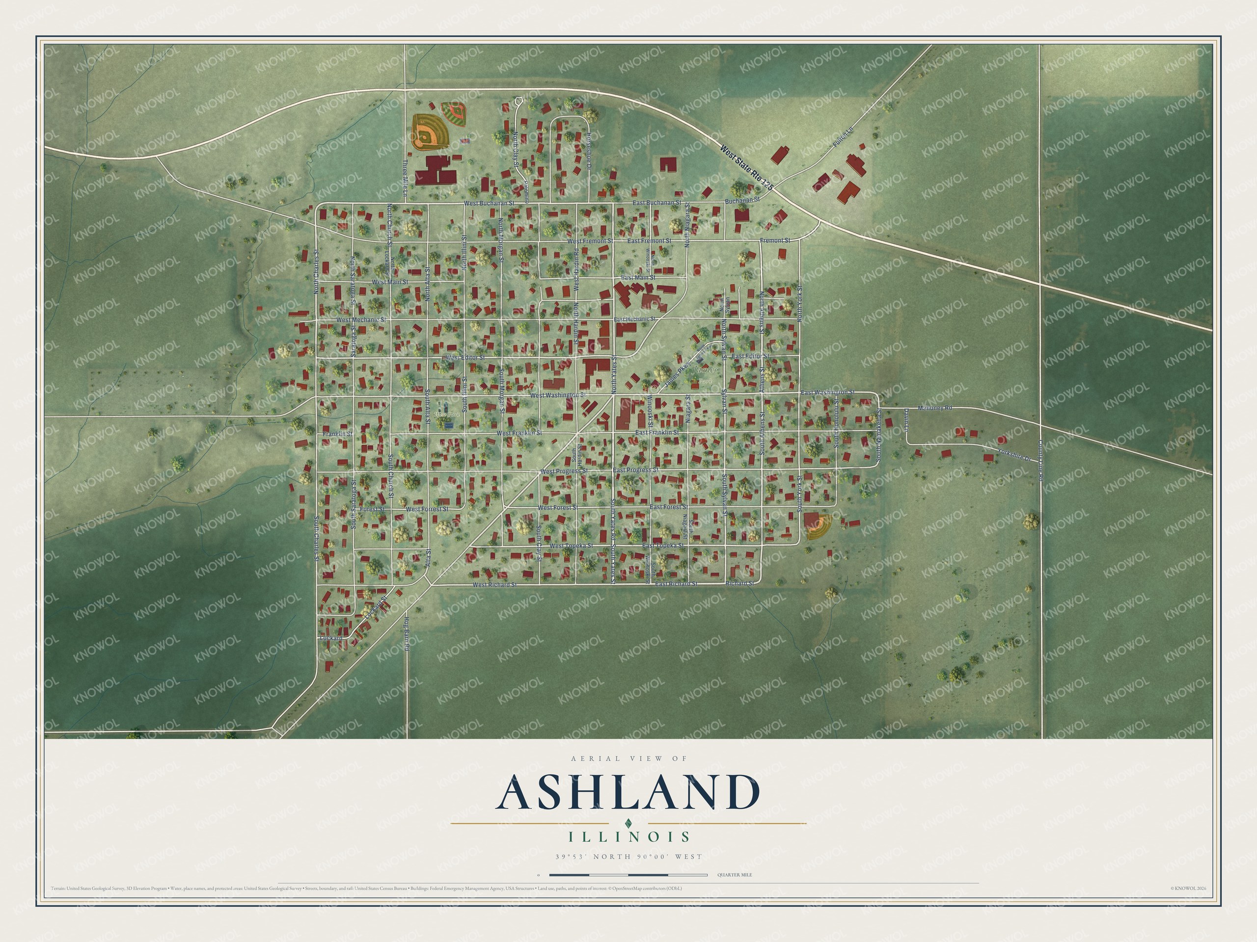 Watermarked full-map preview of Ashland, Illinois