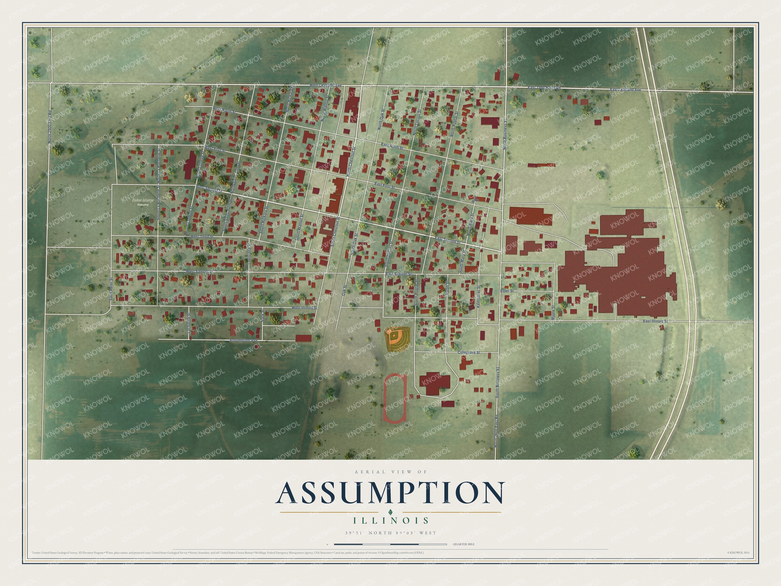 Watermarked full-map preview of Assumption, Illinois