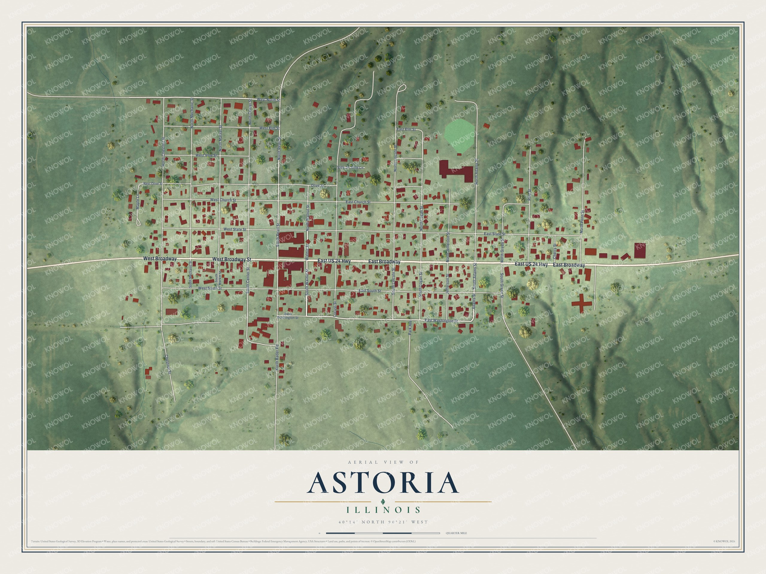 Watermarked full-map preview of Astoria, Illinois