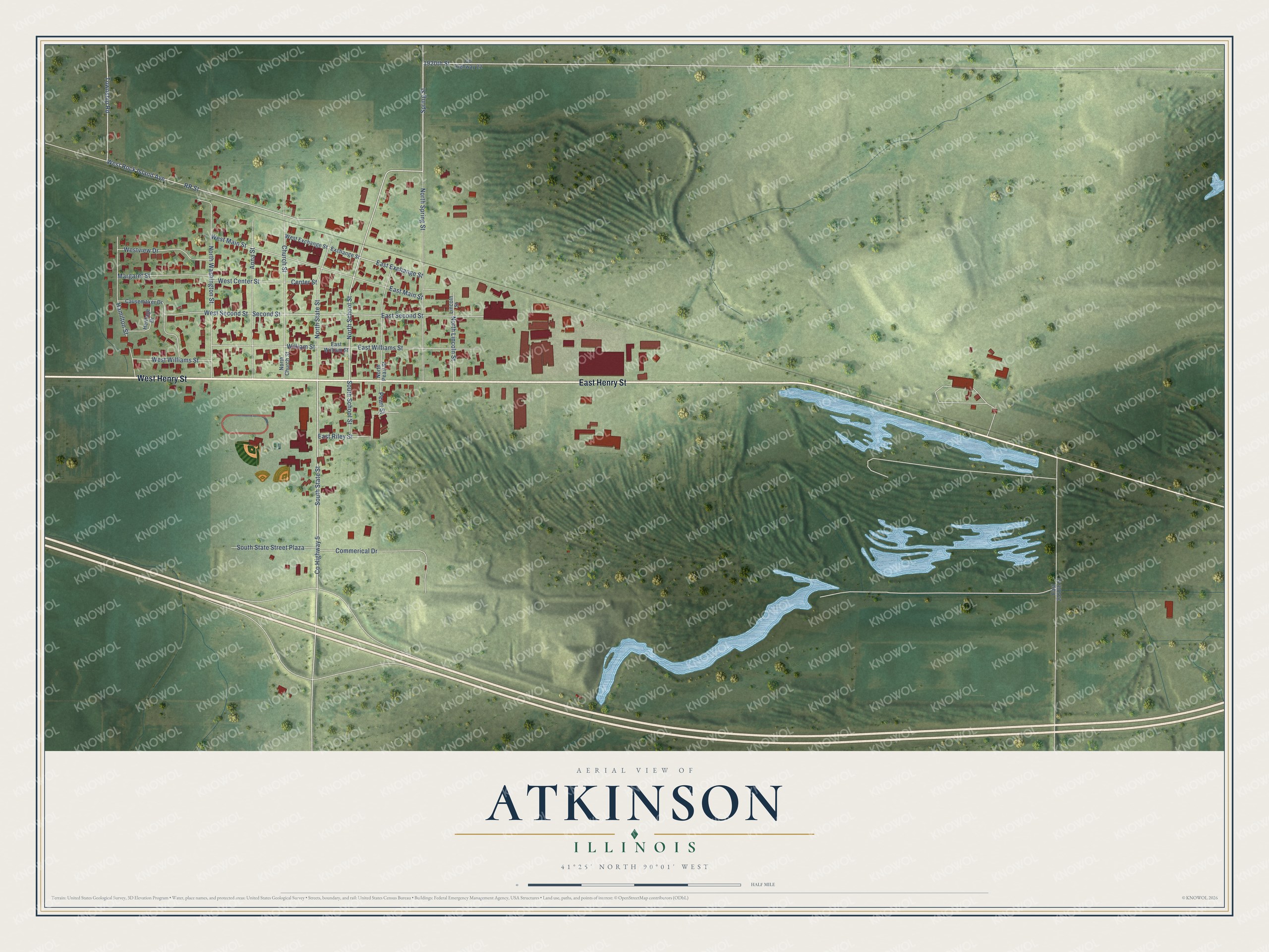 Watermarked full-map preview of Atkinson, Illinois