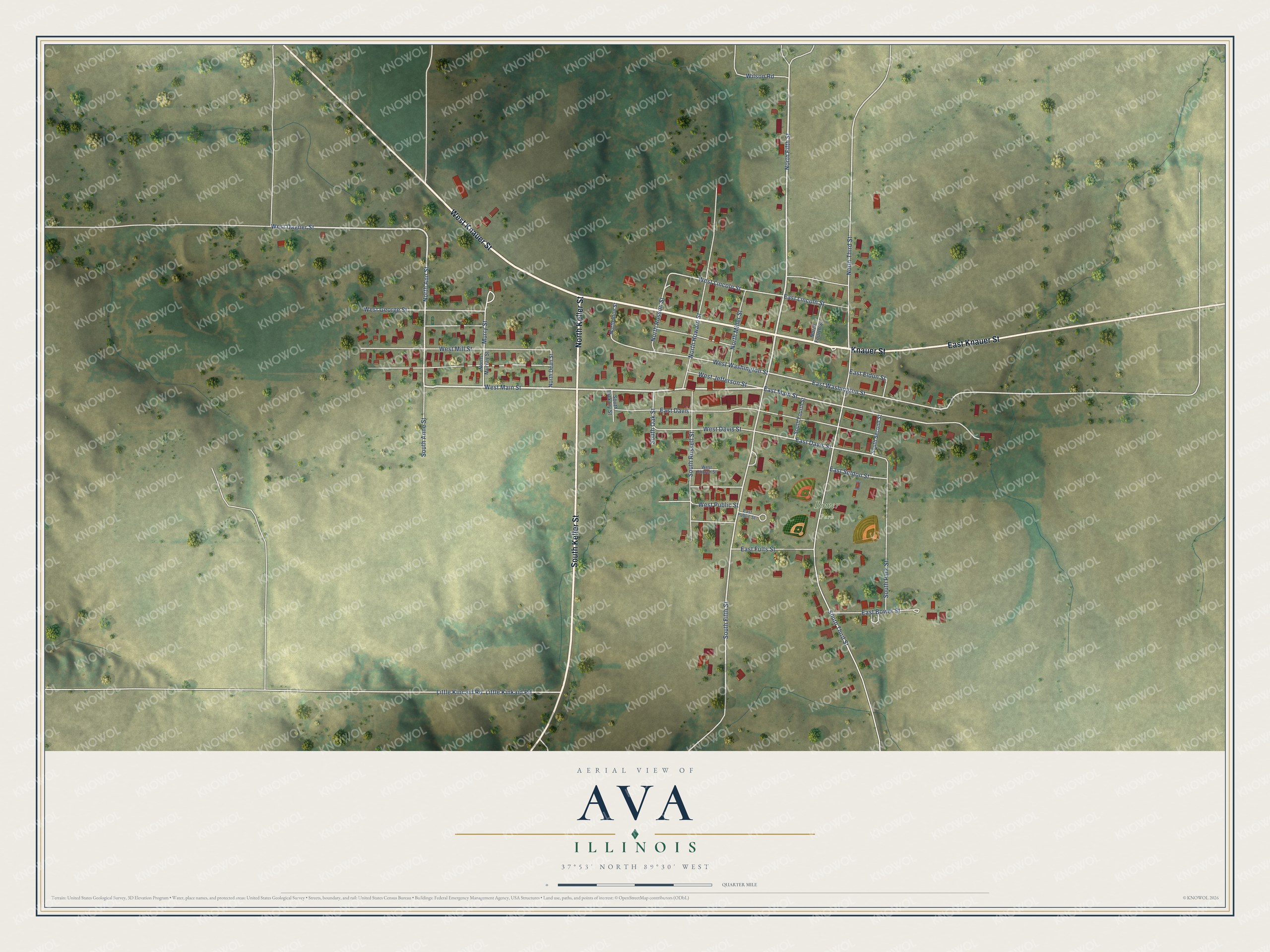 Watermarked full-map preview of Ava, Illinois