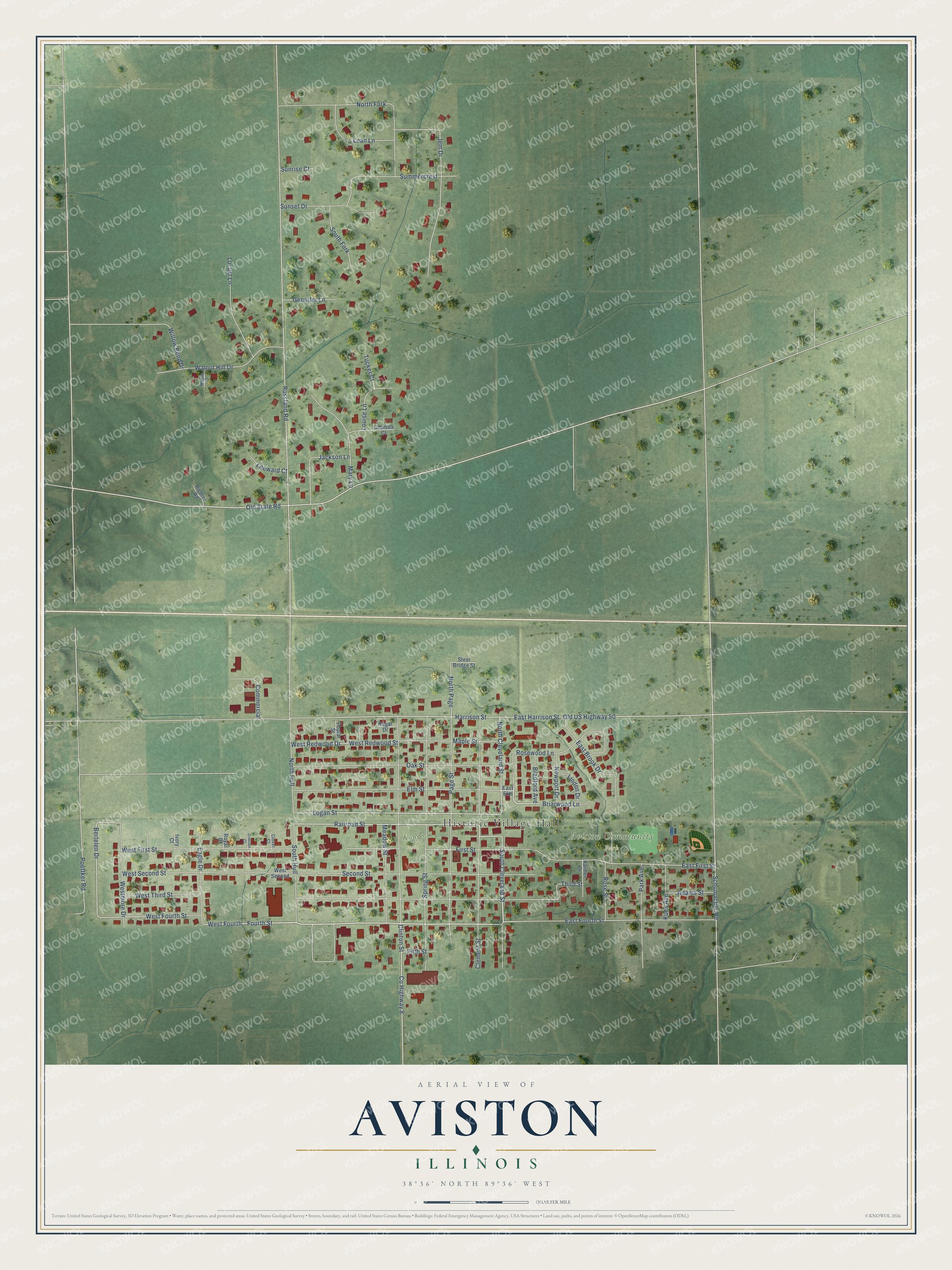 Watermarked full-map preview of Aviston, Illinois