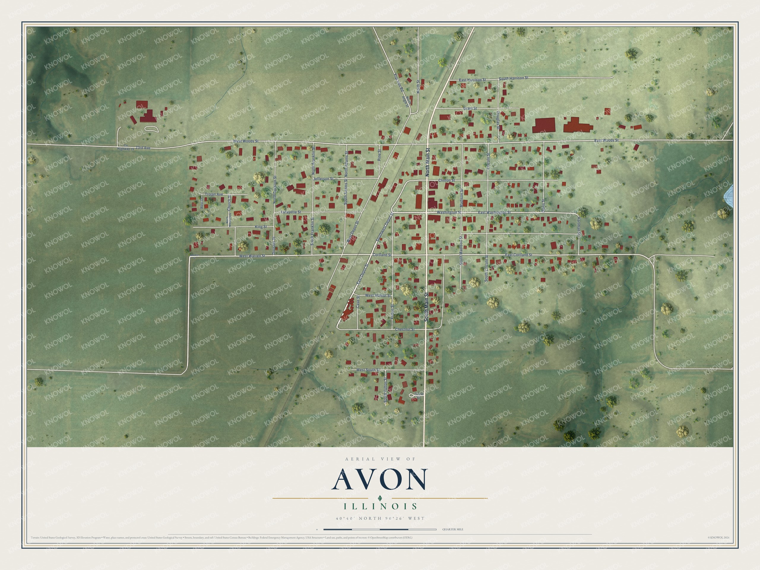 Watermarked full-map preview of Avon, Illinois