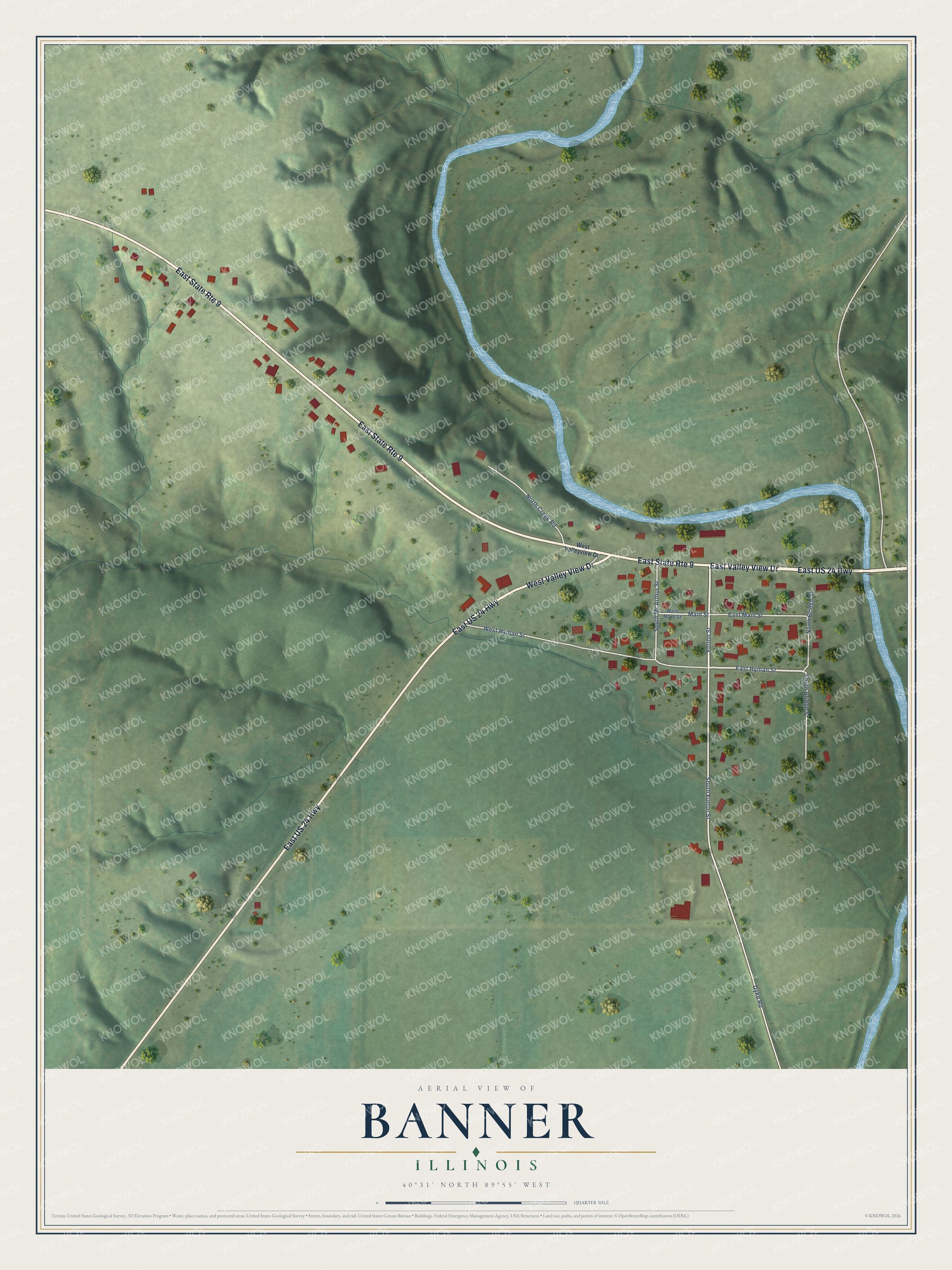 Watermarked full-map preview of Banner, Illinois