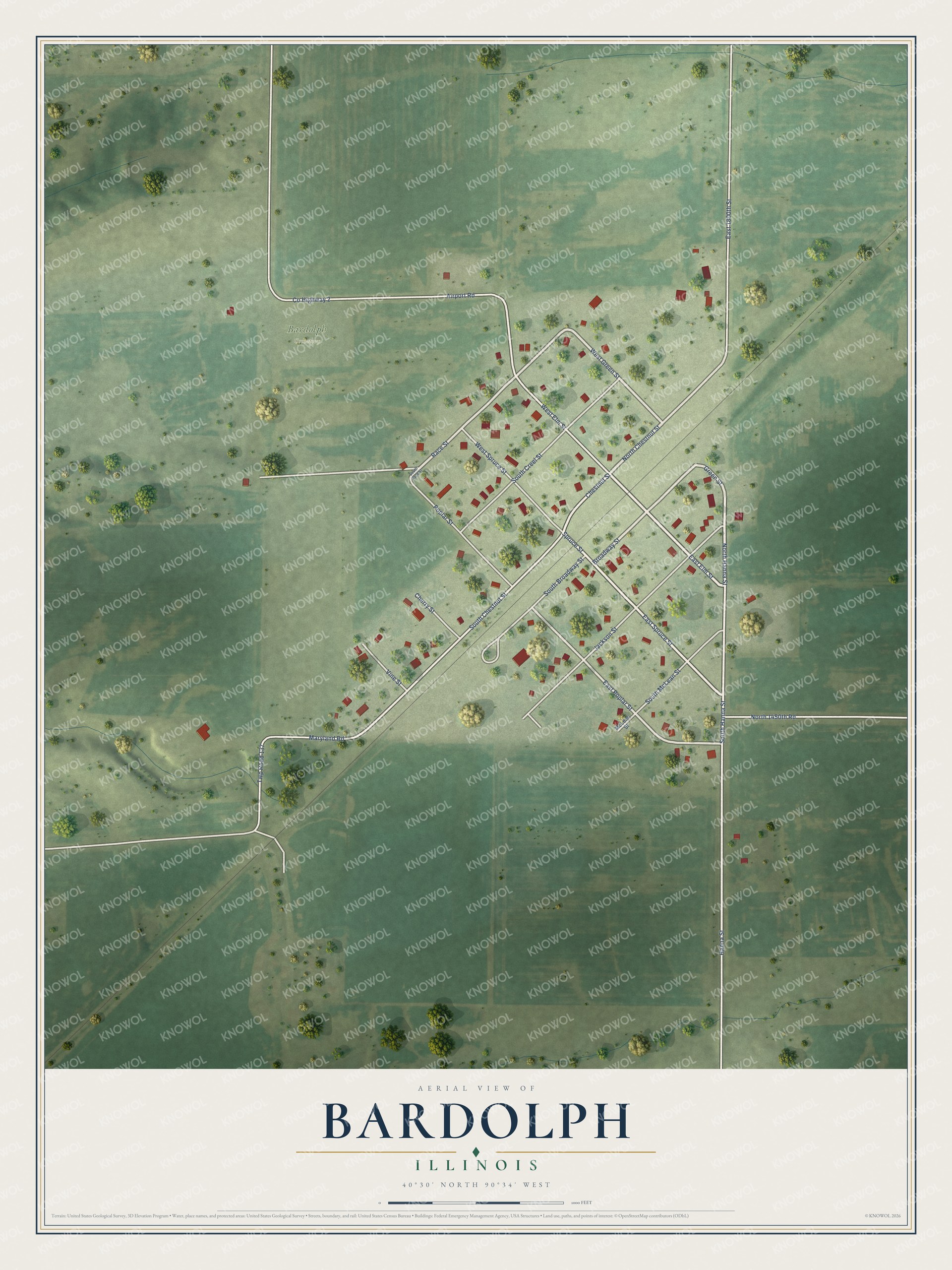 Watermarked full-map preview of Bardolph, Illinois