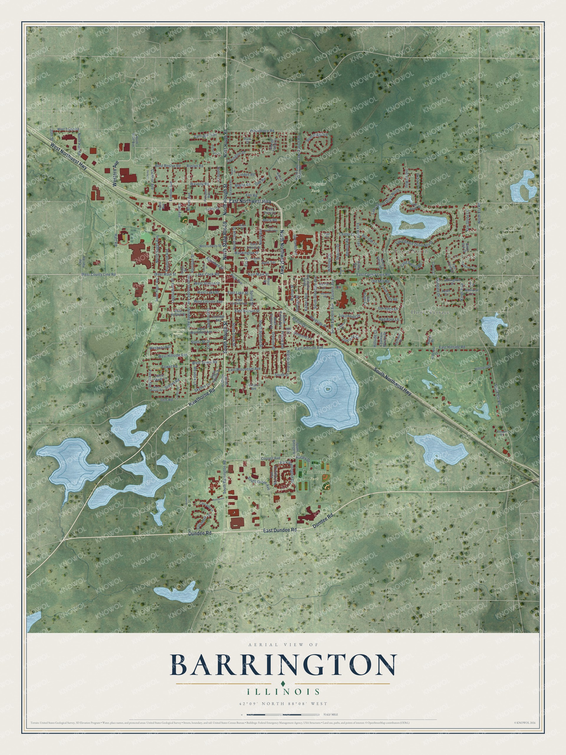 Watermarked full-map preview of Barrington, Illinois