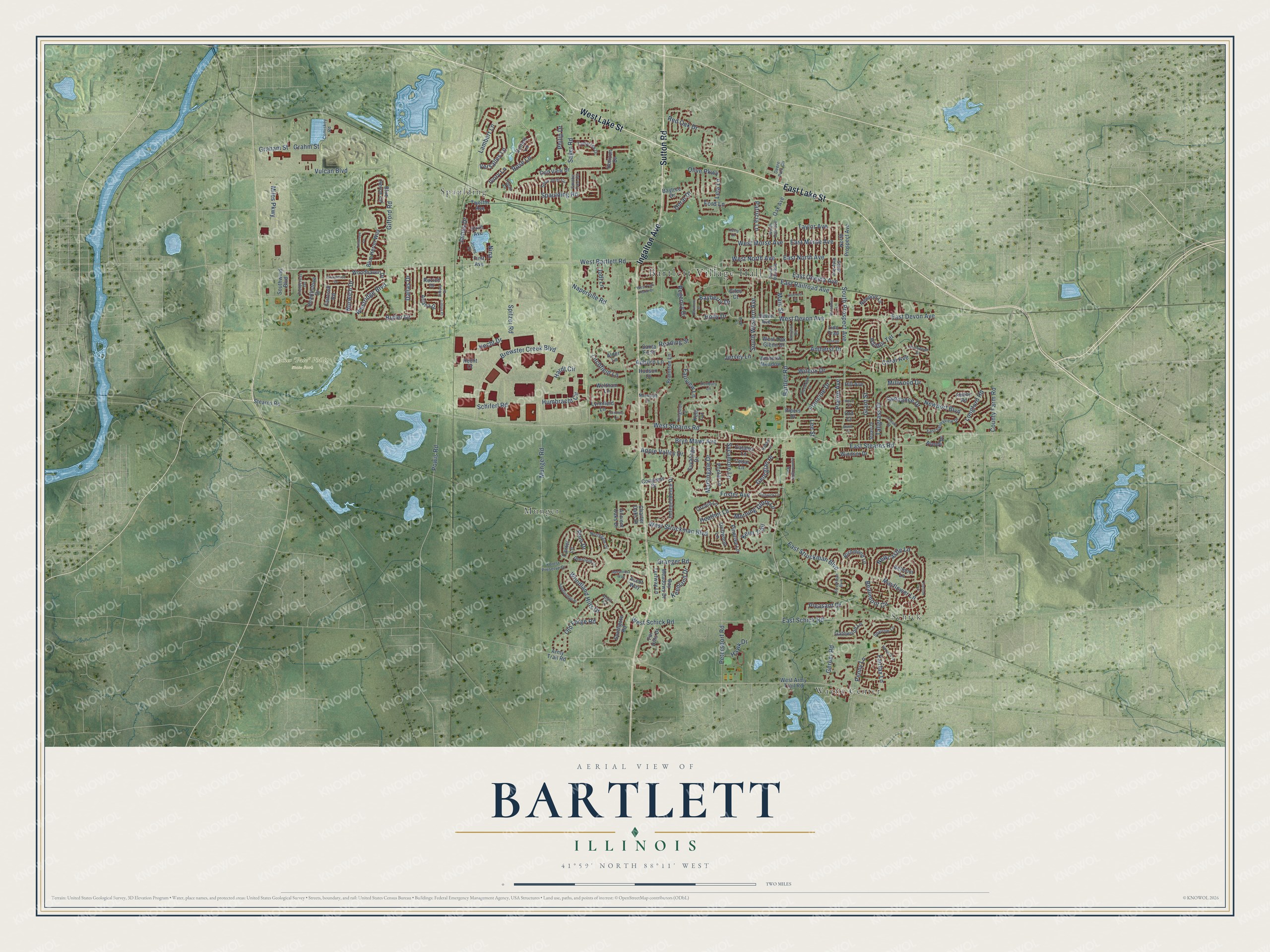 Watermarked full-map preview of Bartlett, Illinois