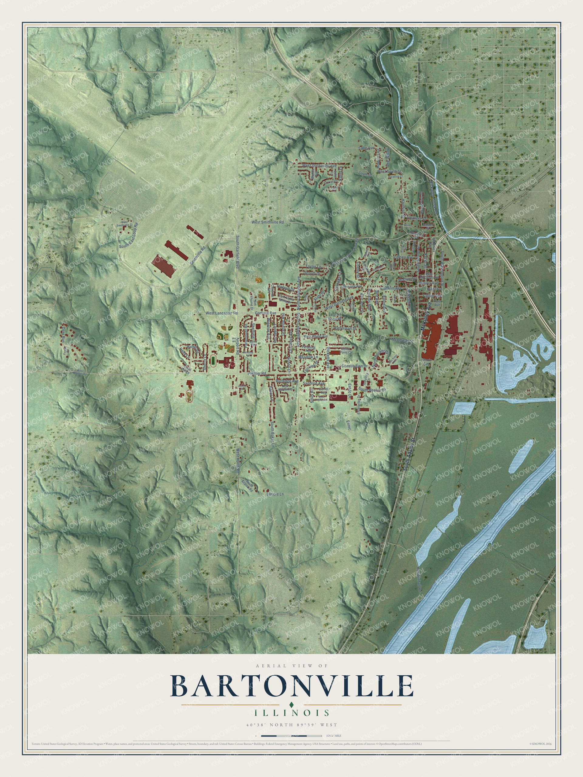 Watermarked full-map preview of Bartonville, Illinois