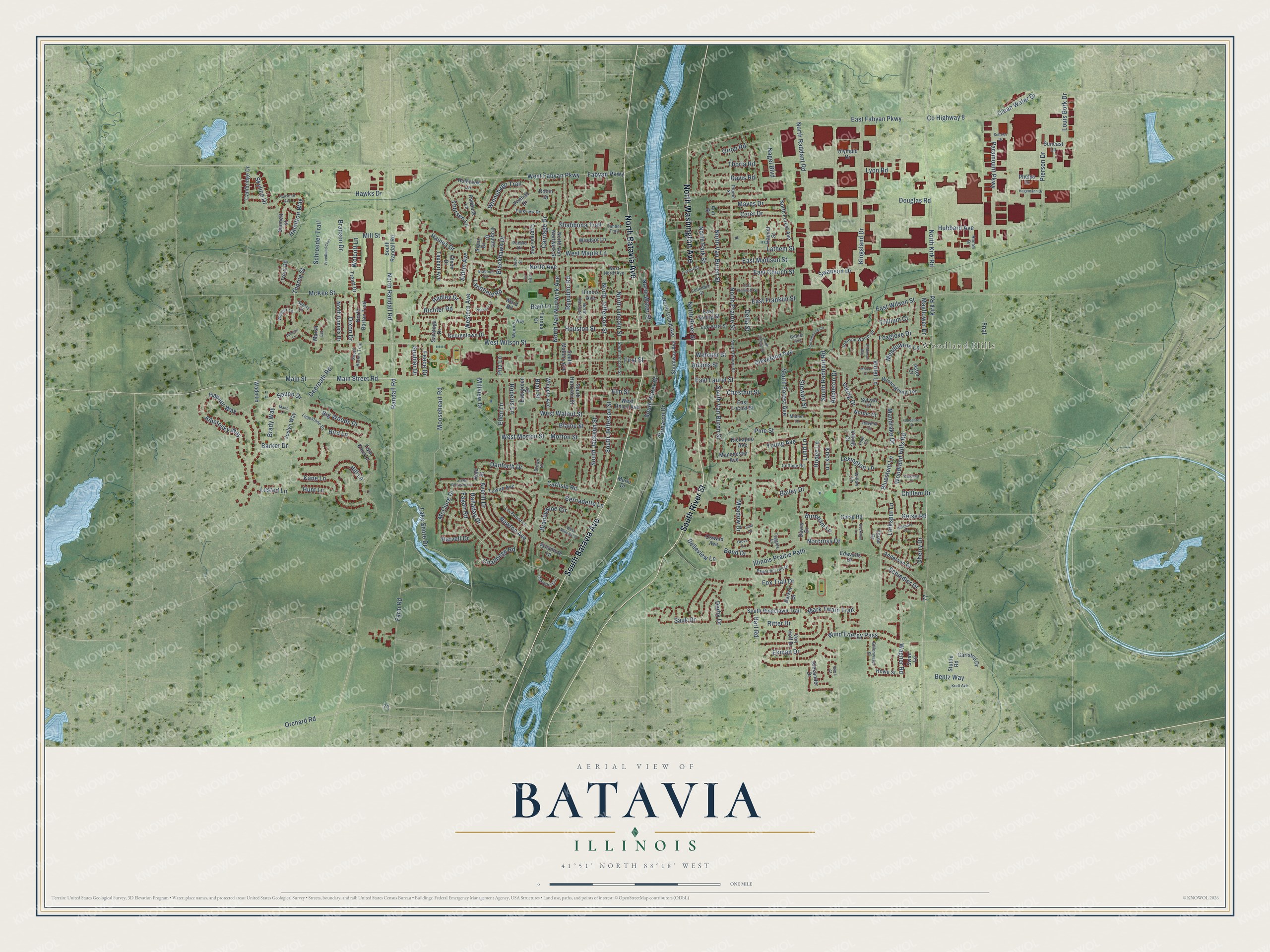 Watermarked full-map preview of Batavia, Illinois