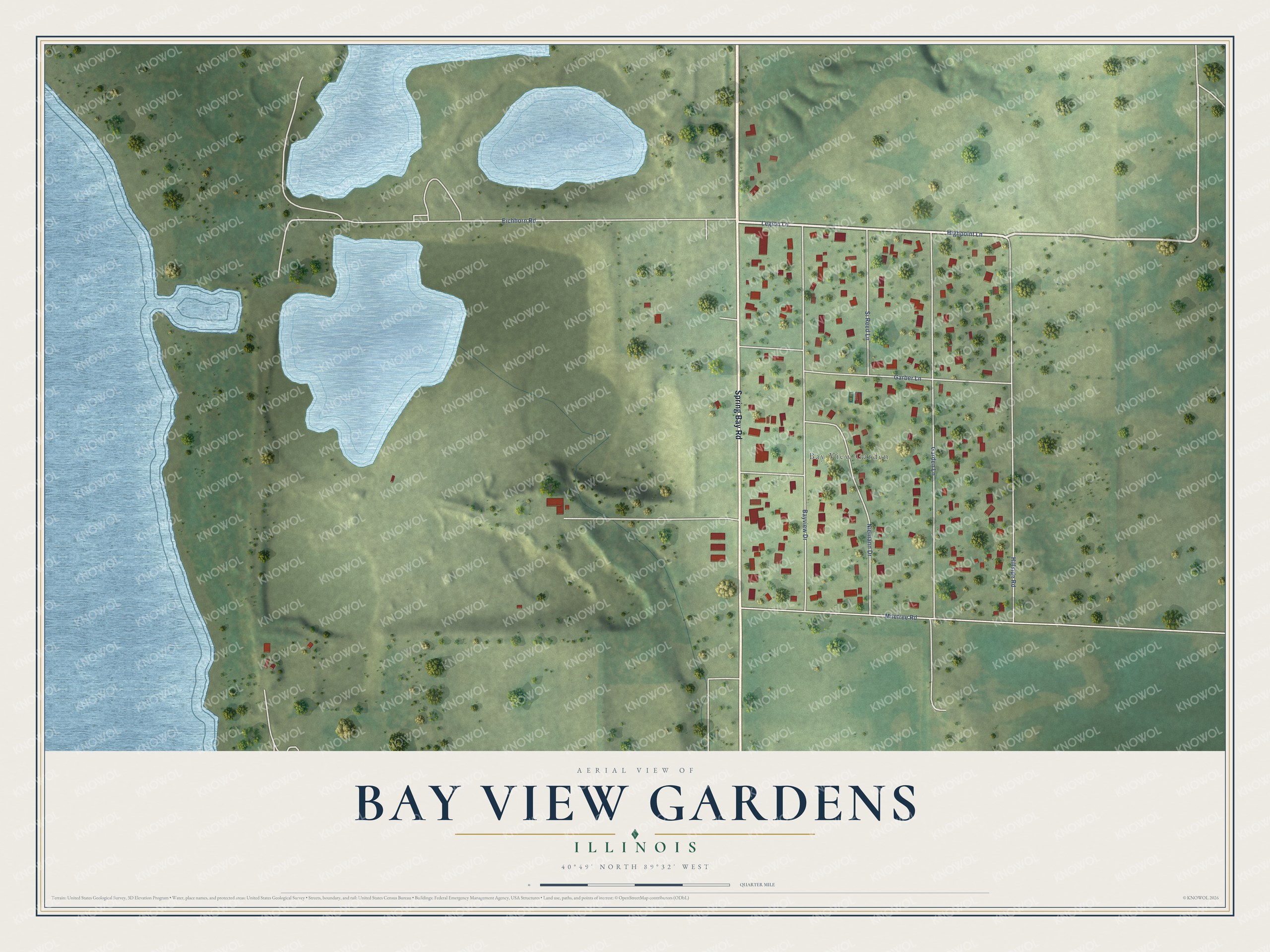 Watermarked full-map preview of Bay View Gardens, Illinois