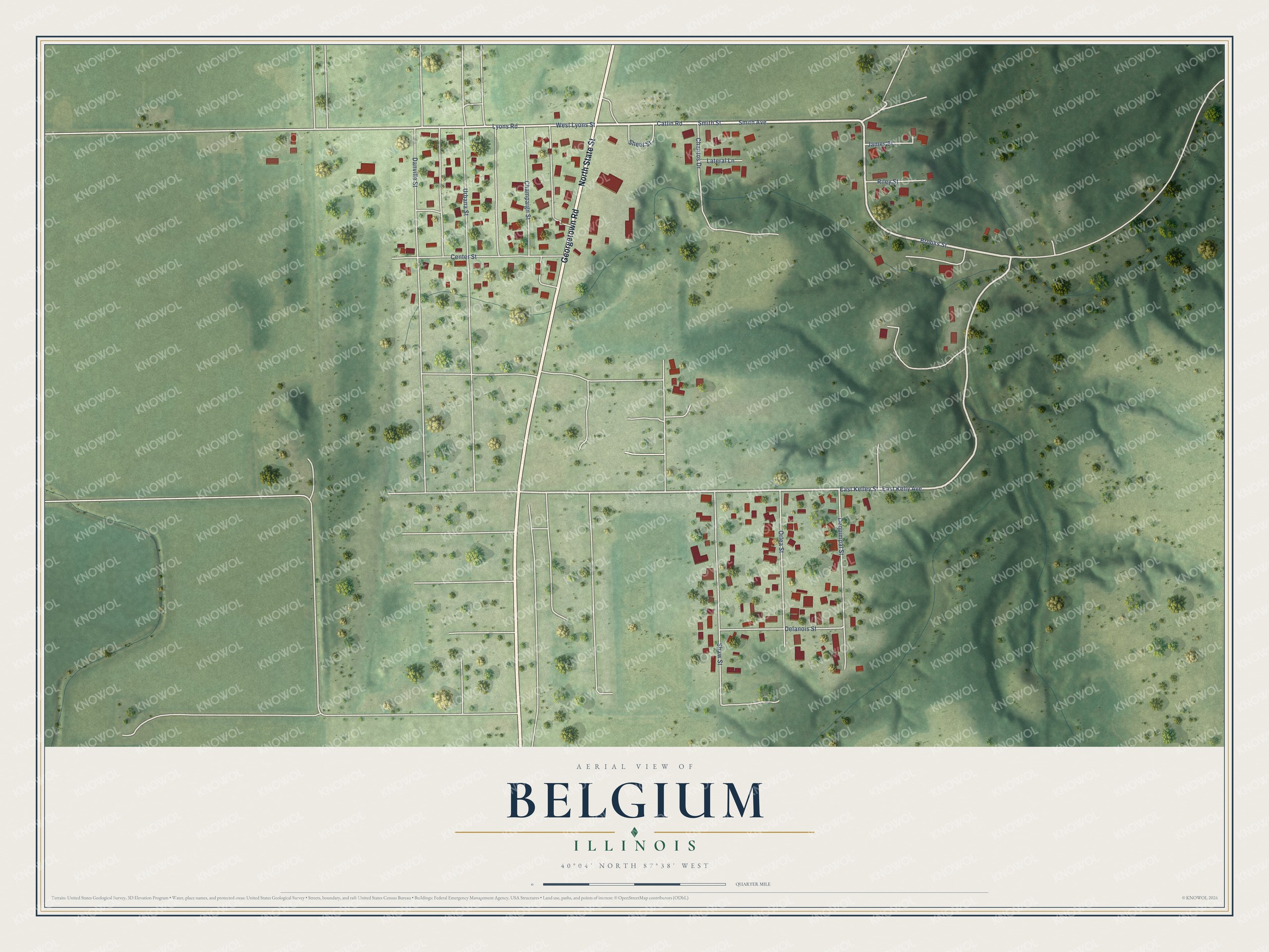 Watermarked full-map preview of Belgium, Illinois