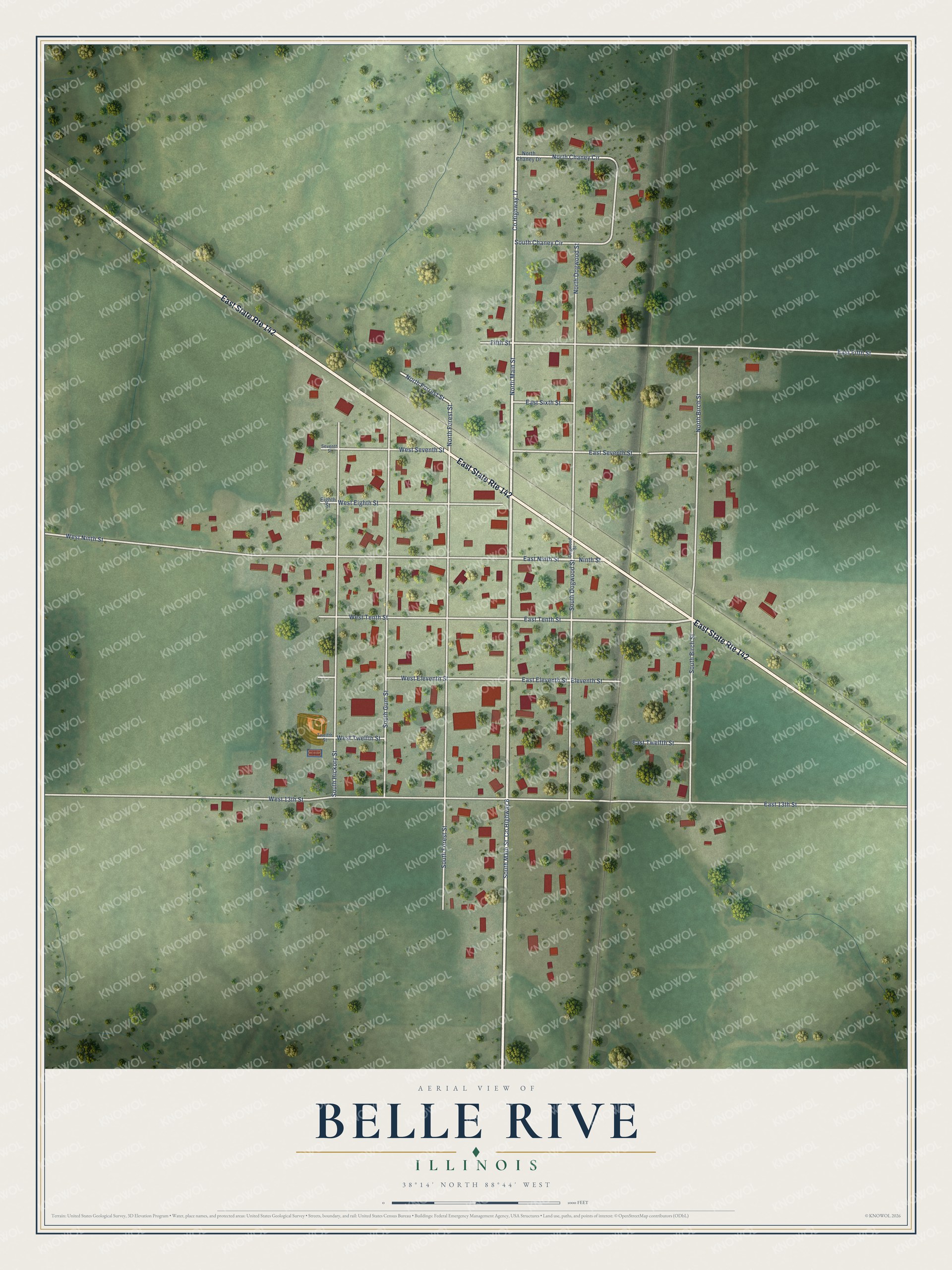 Watermarked full-map preview of Belle Rive, Illinois