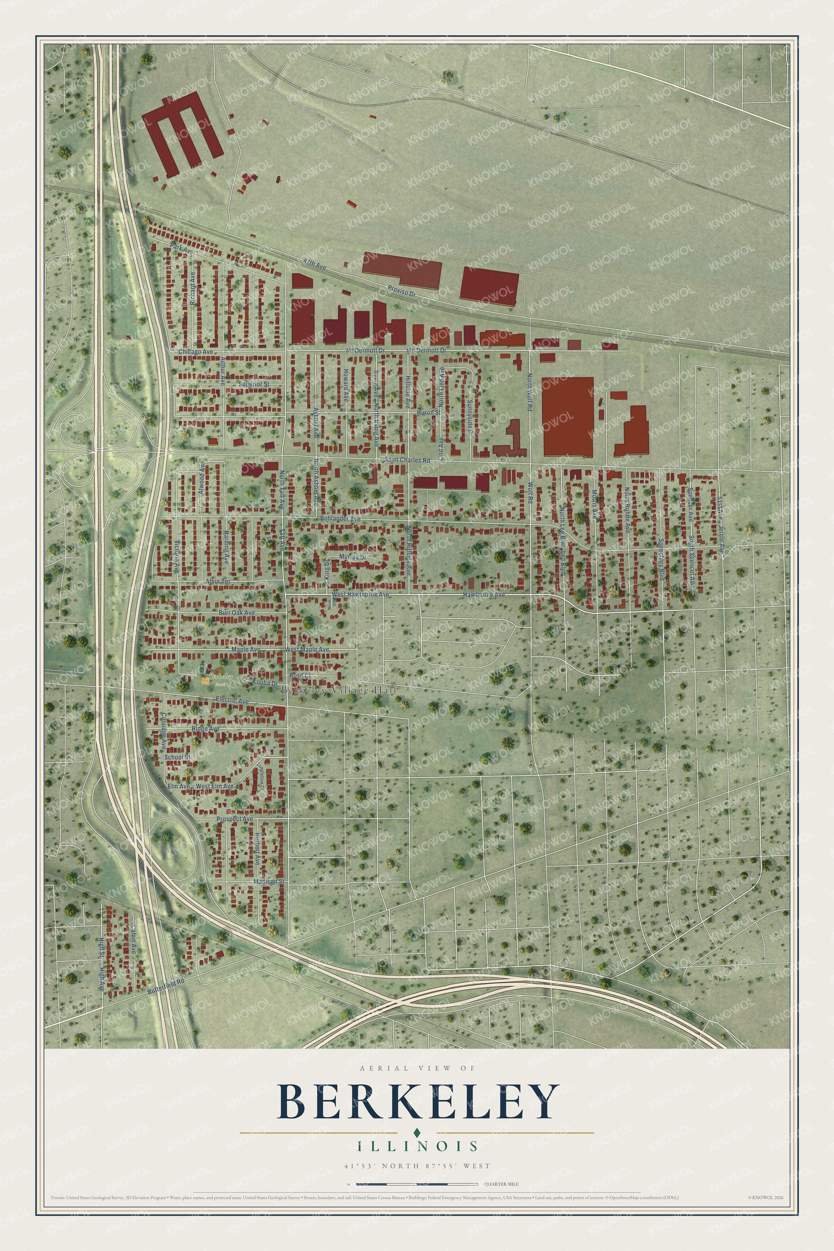Watermarked full-map preview of Berkeley, Illinois
