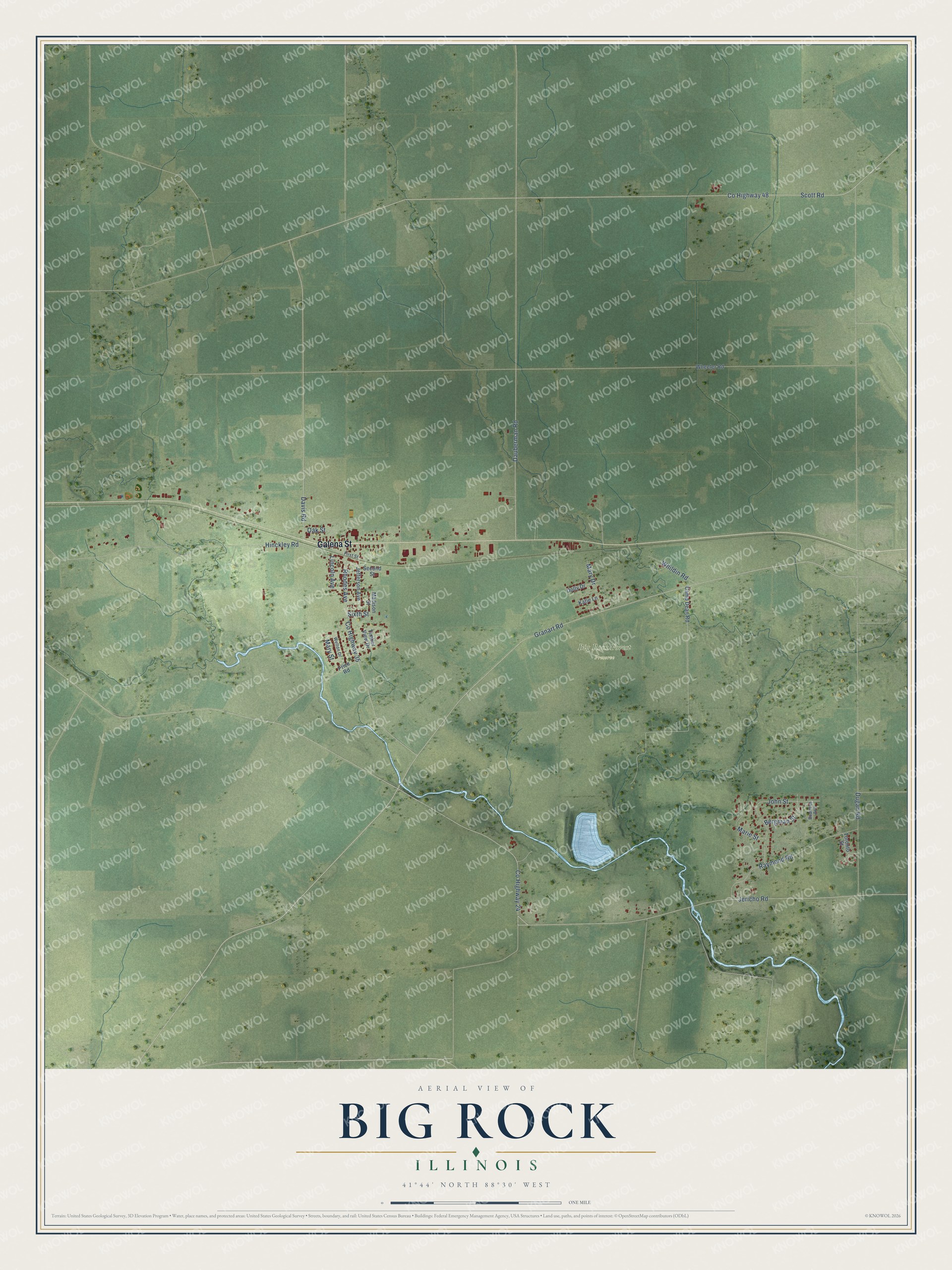 Watermarked full-map preview of Big Rock, Illinois
