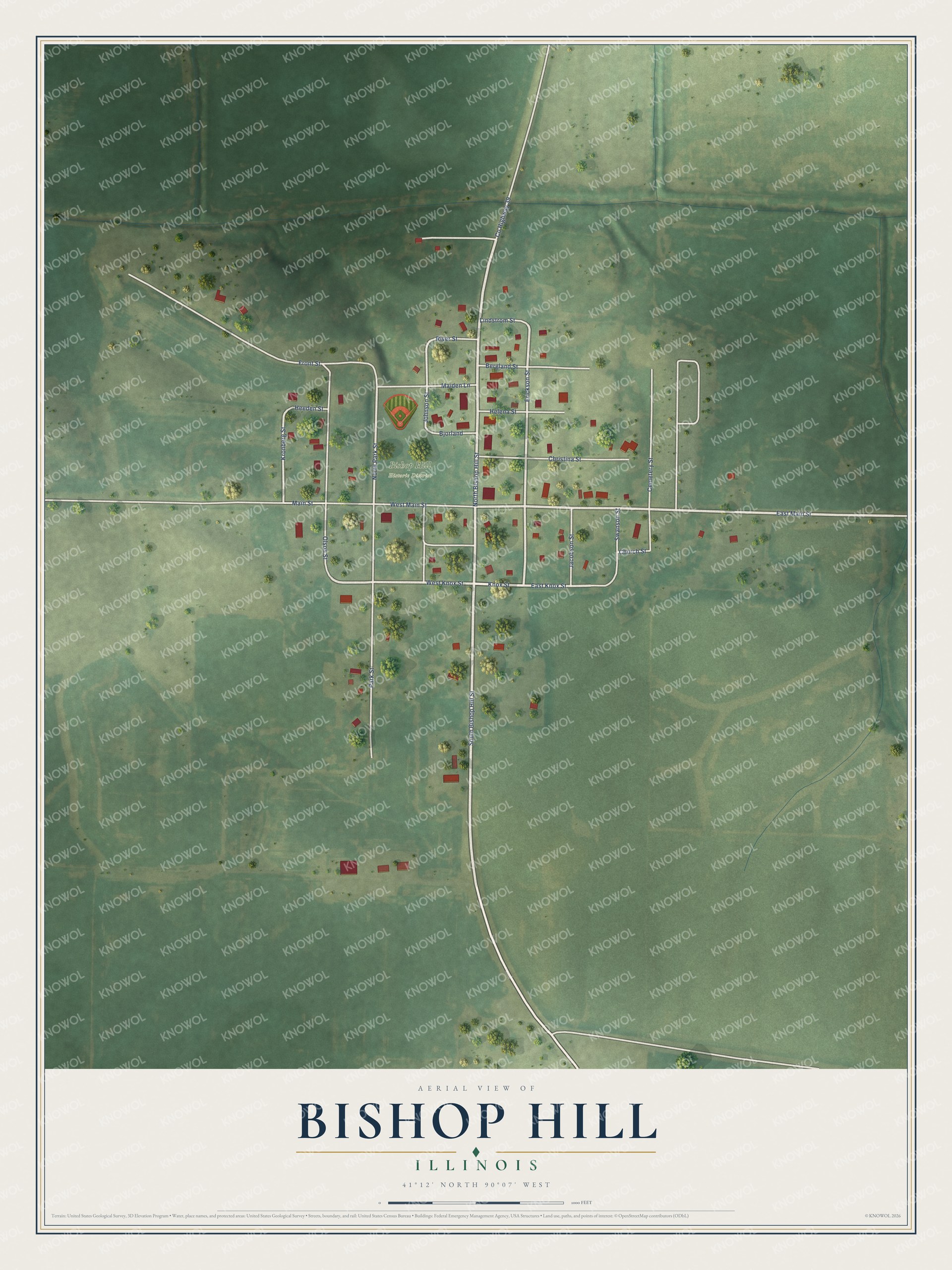 Watermarked full-map preview of Bishop Hill, Illinois