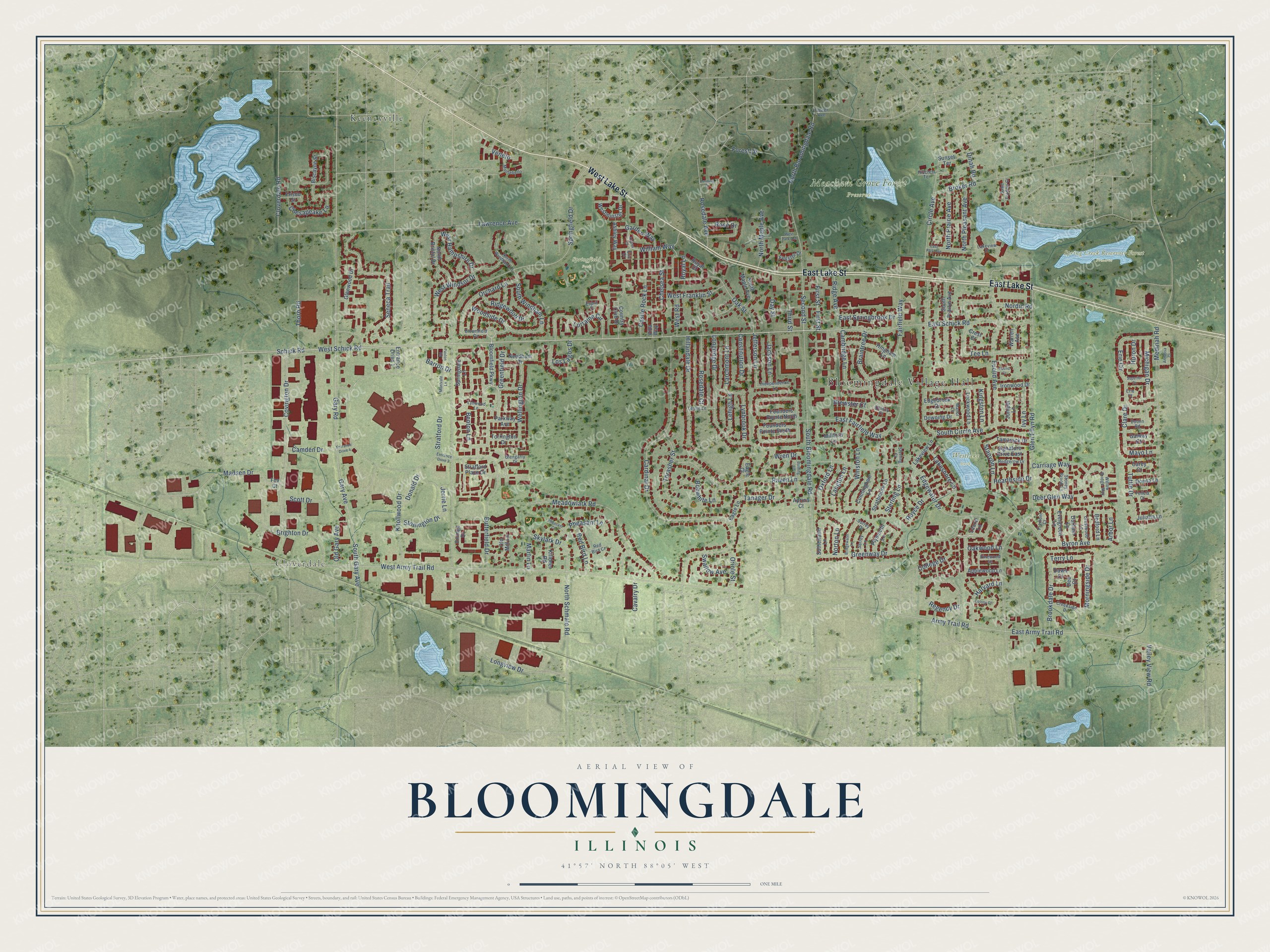 Watermarked full-map preview of Bloomingdale, Illinois