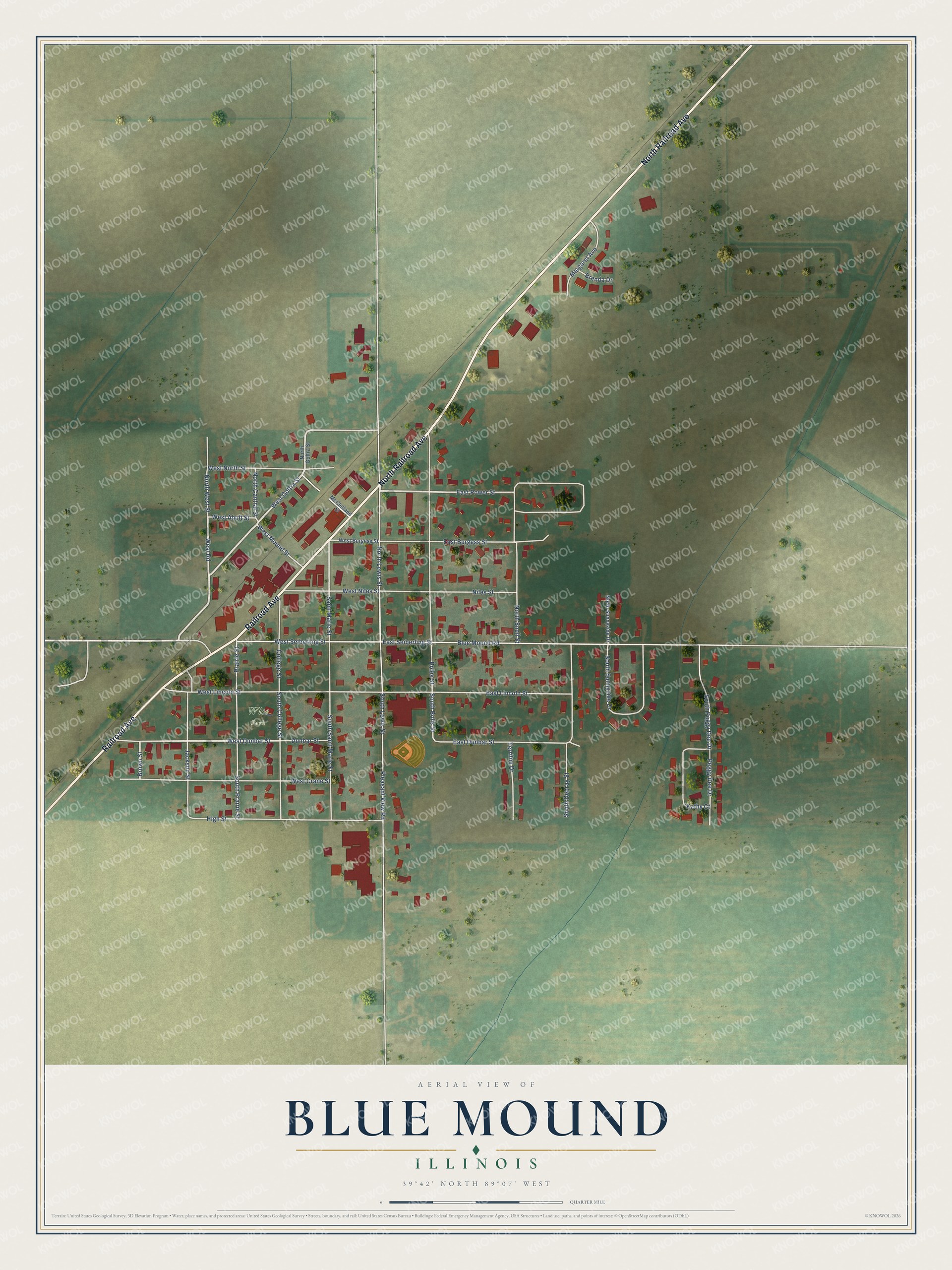 Watermarked full-map preview of Blue Mound, Illinois