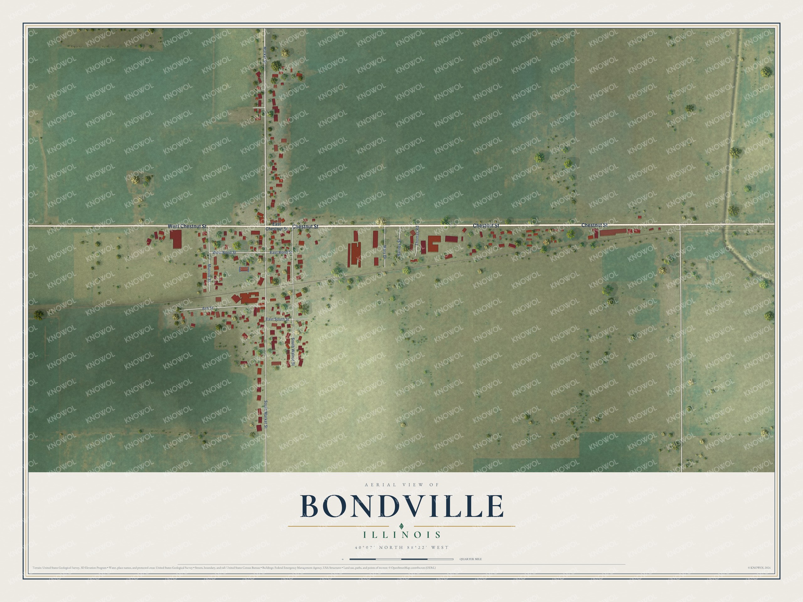 Watermarked full-map preview of Bondville, Illinois